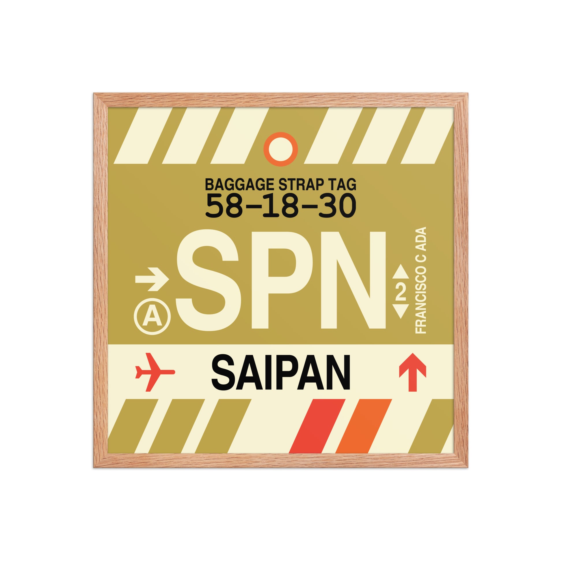 SPN Saipan Framed Print • Jet Age Baggage Tag Design • YHM Designs - Image 10