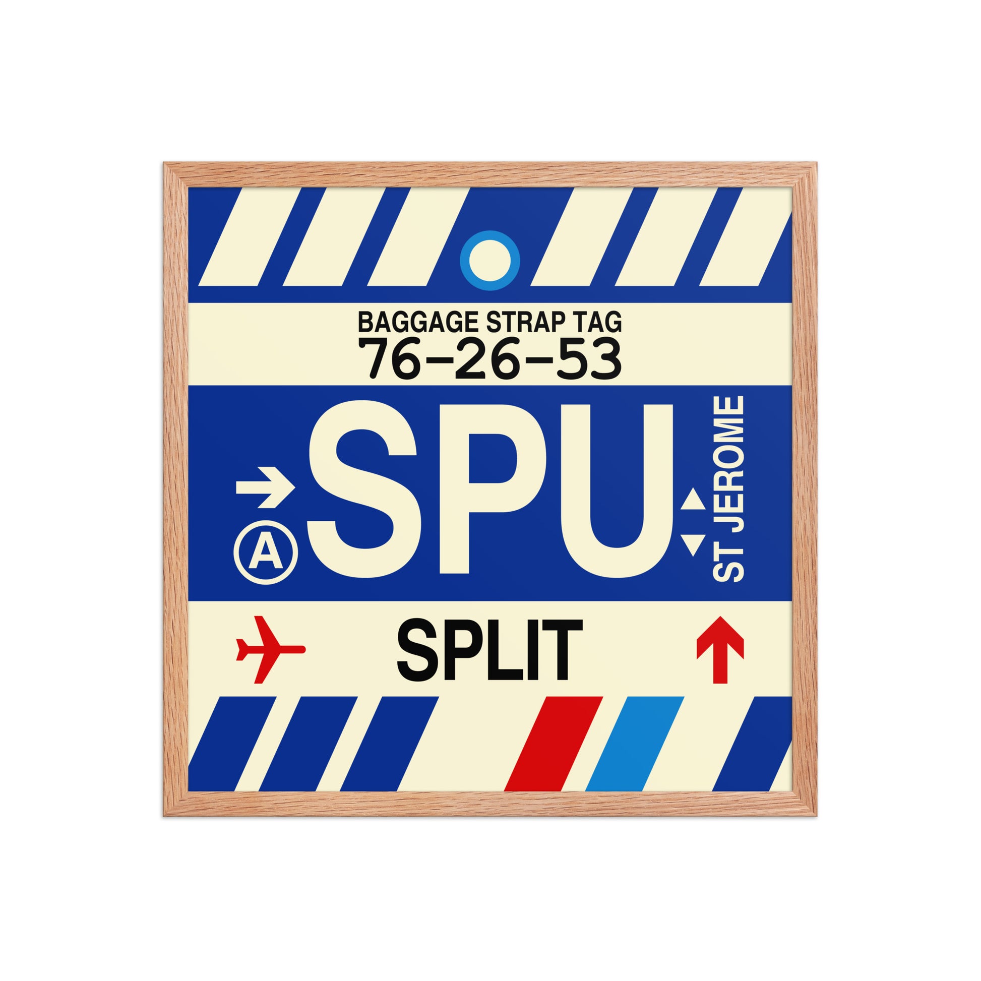 SPU Split Framed Print • Jet Age Baggage Tag Design • YHM Designs - Image 10