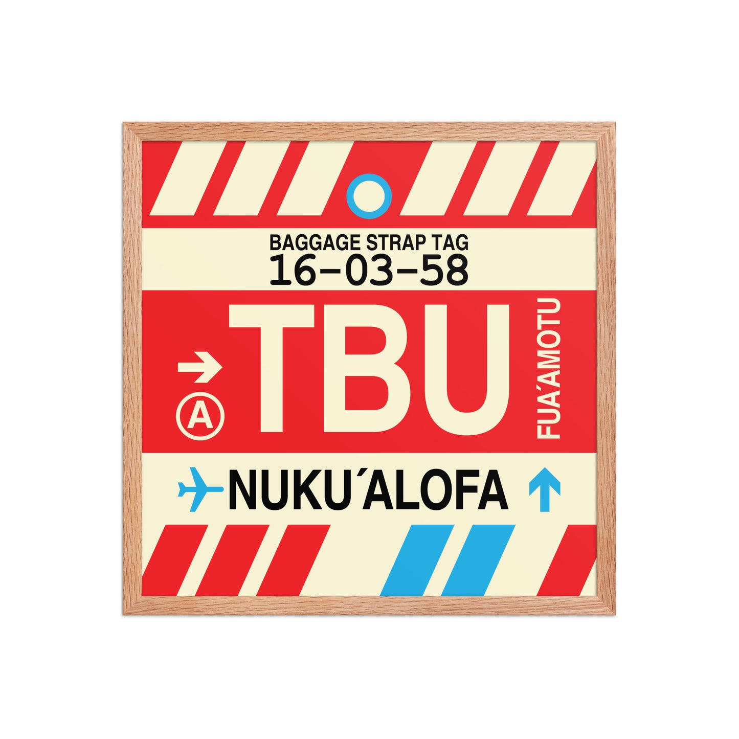 TBU Nuku'alofa Framed Print • Jet Age Baggage Tag Design • YHM Designs - Image 10