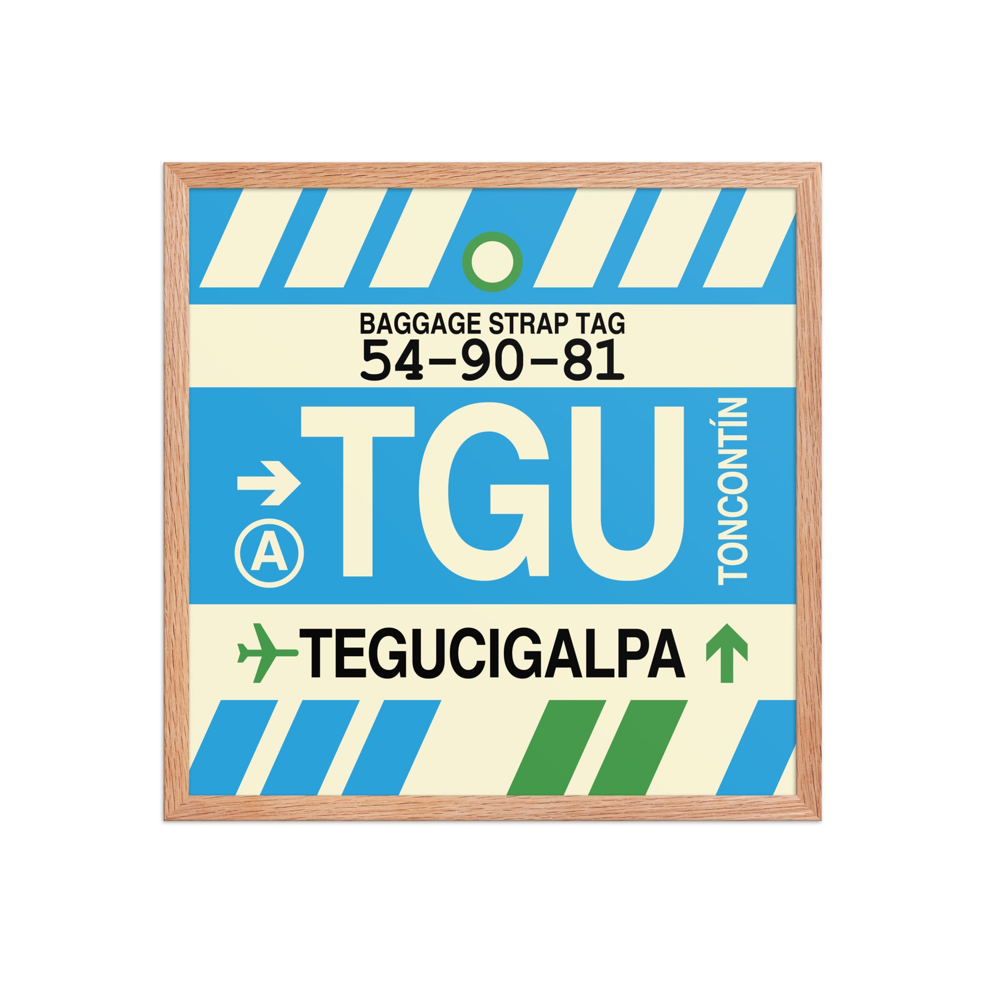TGU Tegucigalpa Framed Print • Jet Age Baggage Tag Design • YHM Designs - Image 10