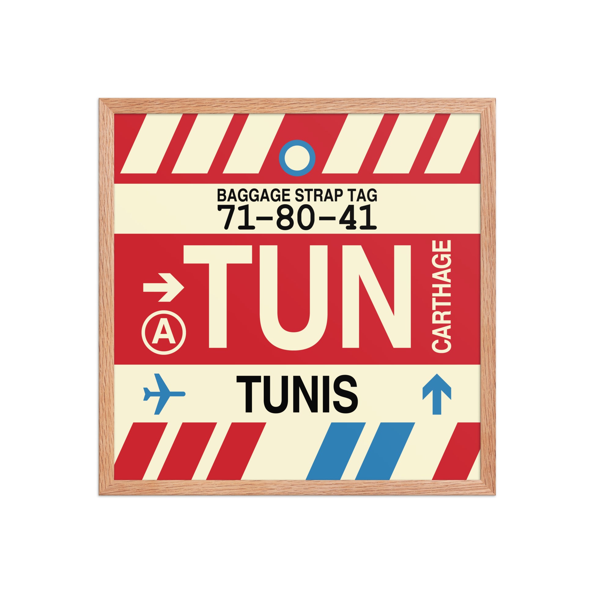 TUN Tunis Framed Print • Jet Age Baggage Tag Design • YHM Designs - Image 10
