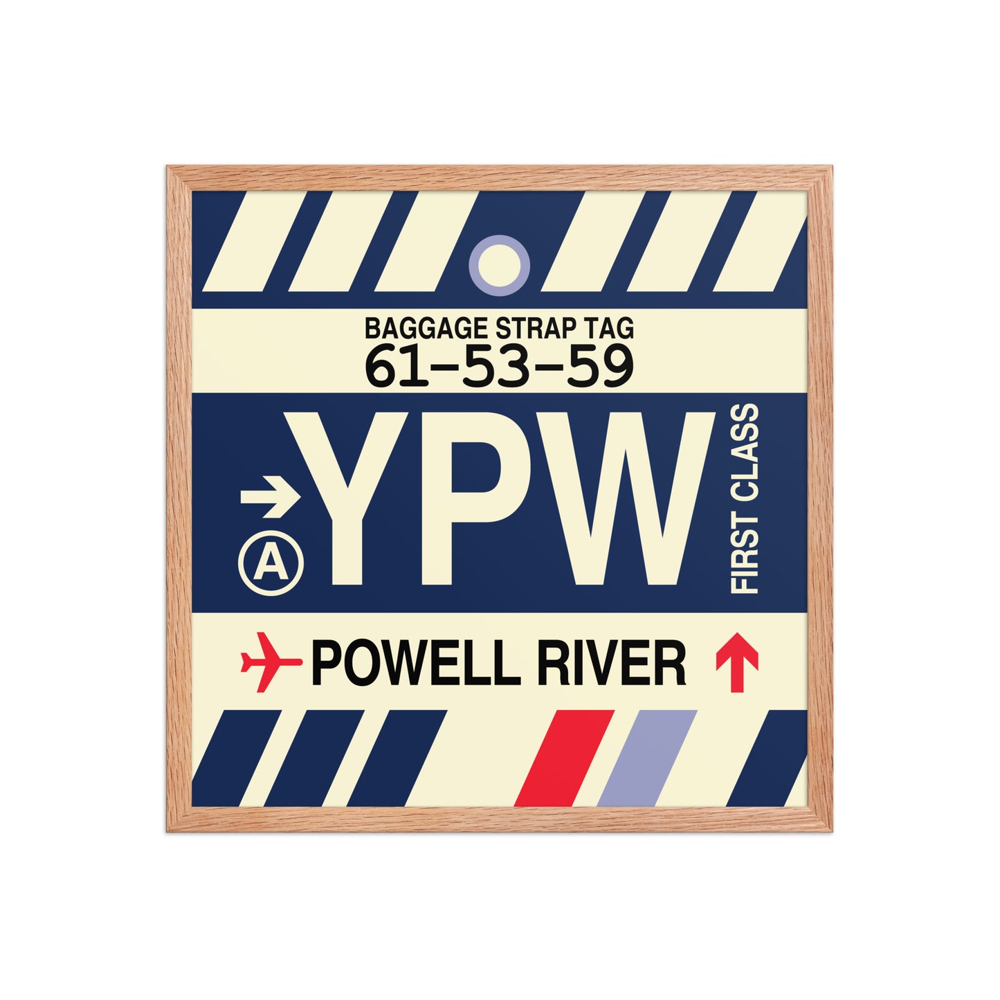 YPW Powell River Framed Print • Jet Age Baggage Tag Design • YHM Designs - Image 10
