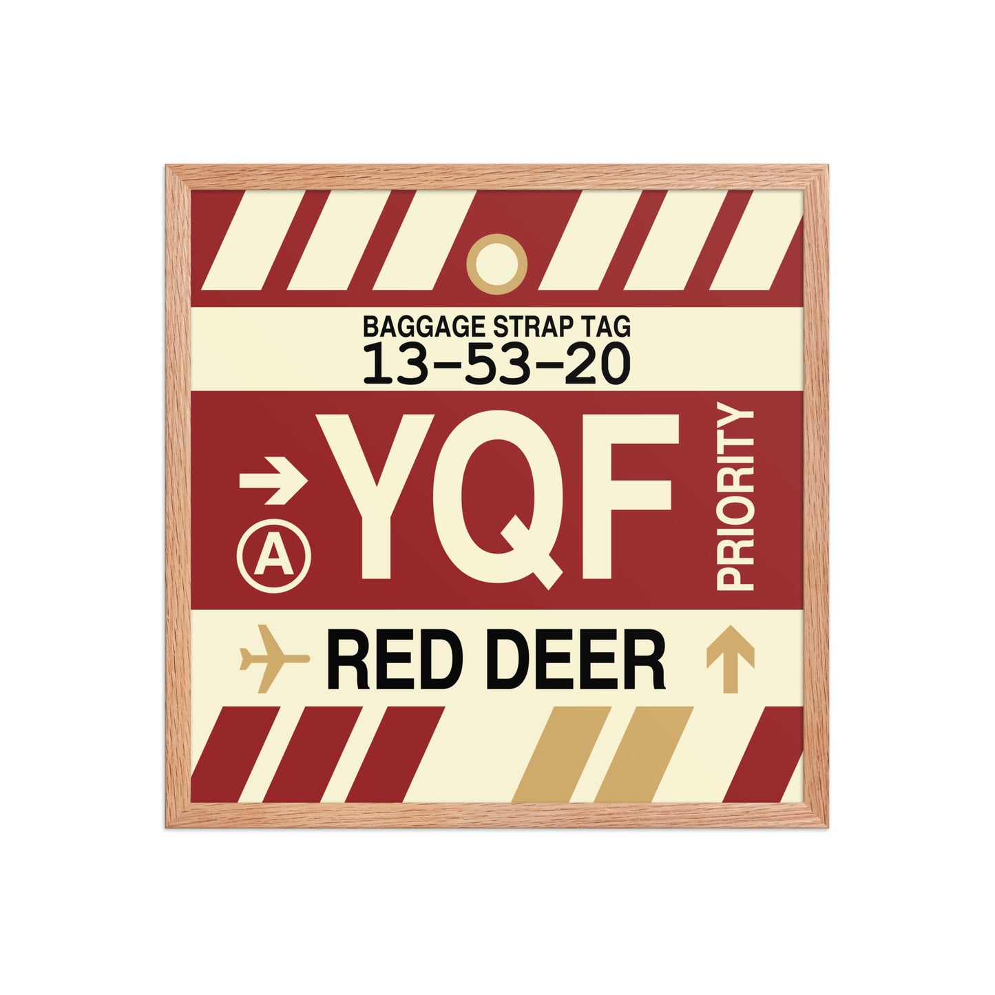 YQF Red Deer Framed Print • Jet Age Baggage Tag Design • YHM Designs - Image 10