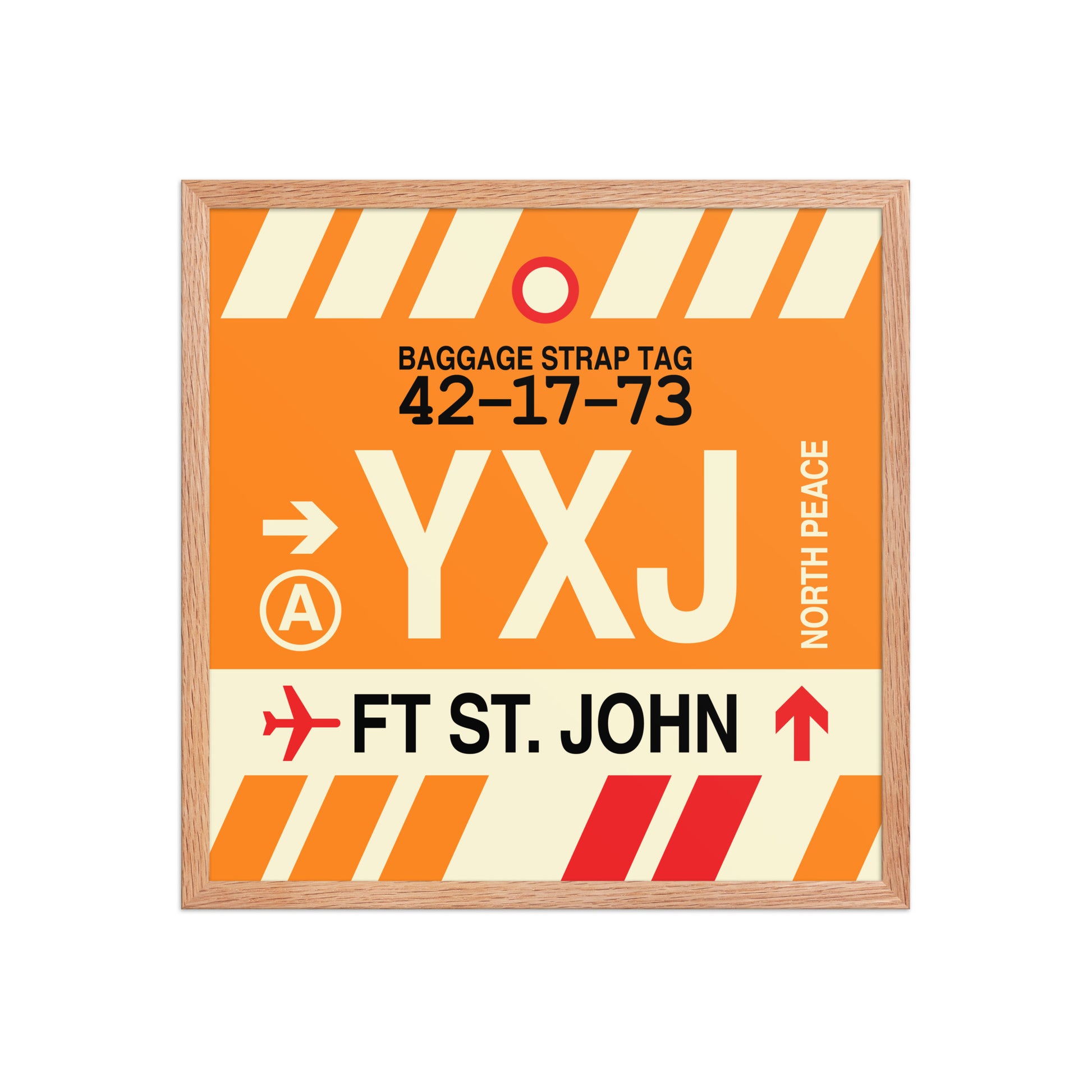 YXJ Fort St. John Framed Print • Jet Age Baggage Tag Design • YHM Designs - Image 10