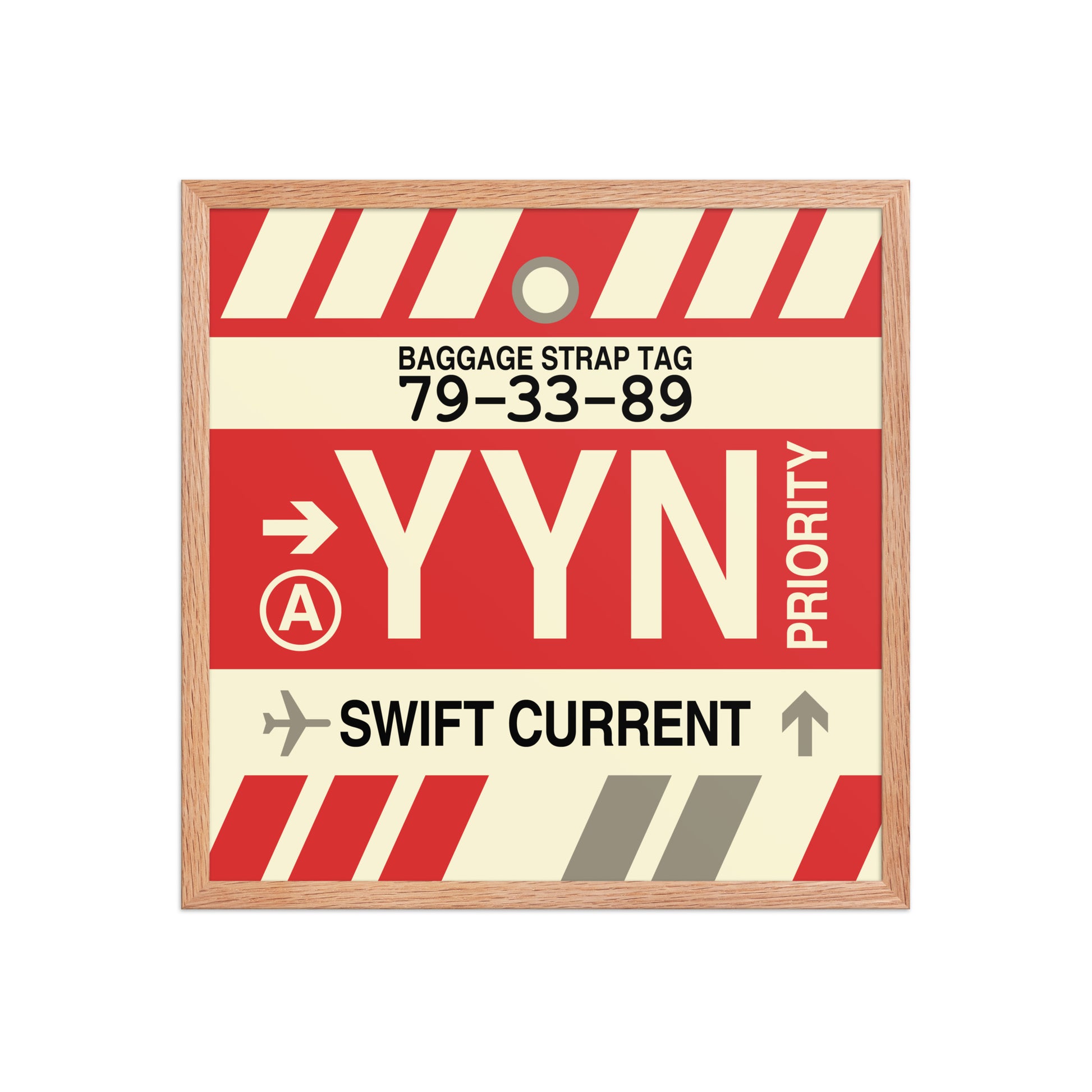 YYN Swift Current Framed Print • Jet Age Baggage Tag Design • YHM Designs - Image 10