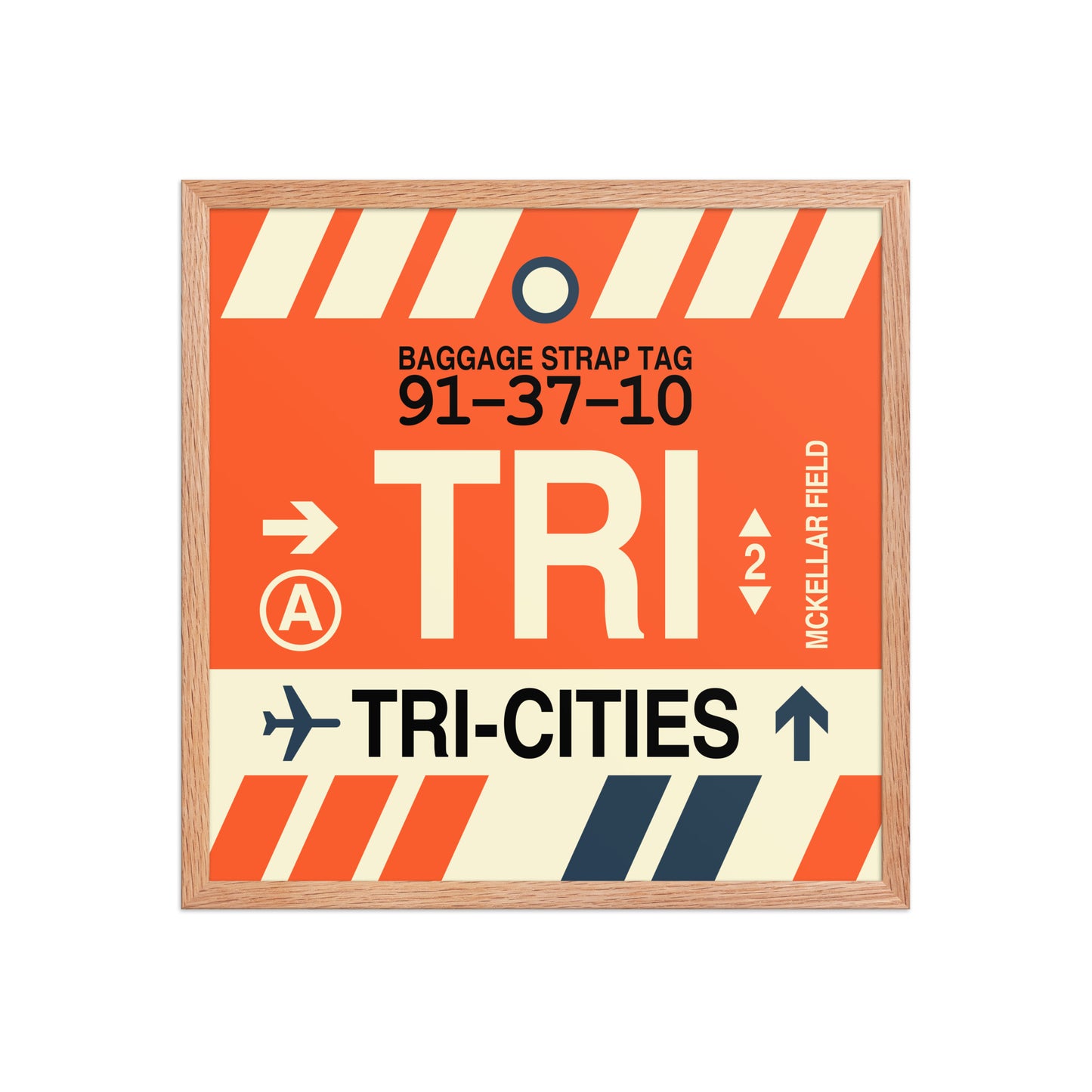 TRI Tri-Cities Framed Print • Jet Age Baggage Tag Design • YHM Designs - Image 10