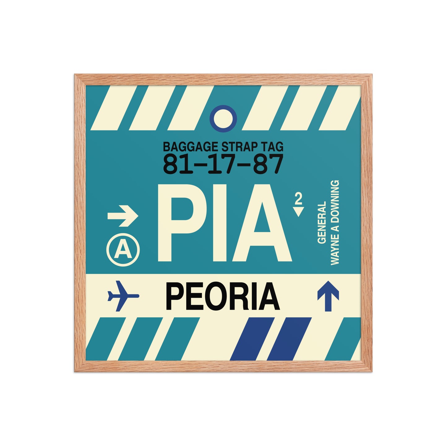 PIA Peoria Framed Print • Jet Age Baggage Tag Design • YHM Designs - Image 15