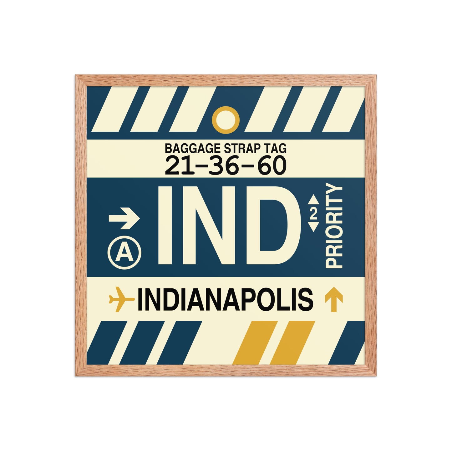 IND Indianapolis Framed Print • Jet Age Baggage Tag Design • YHM Designs - Image 15