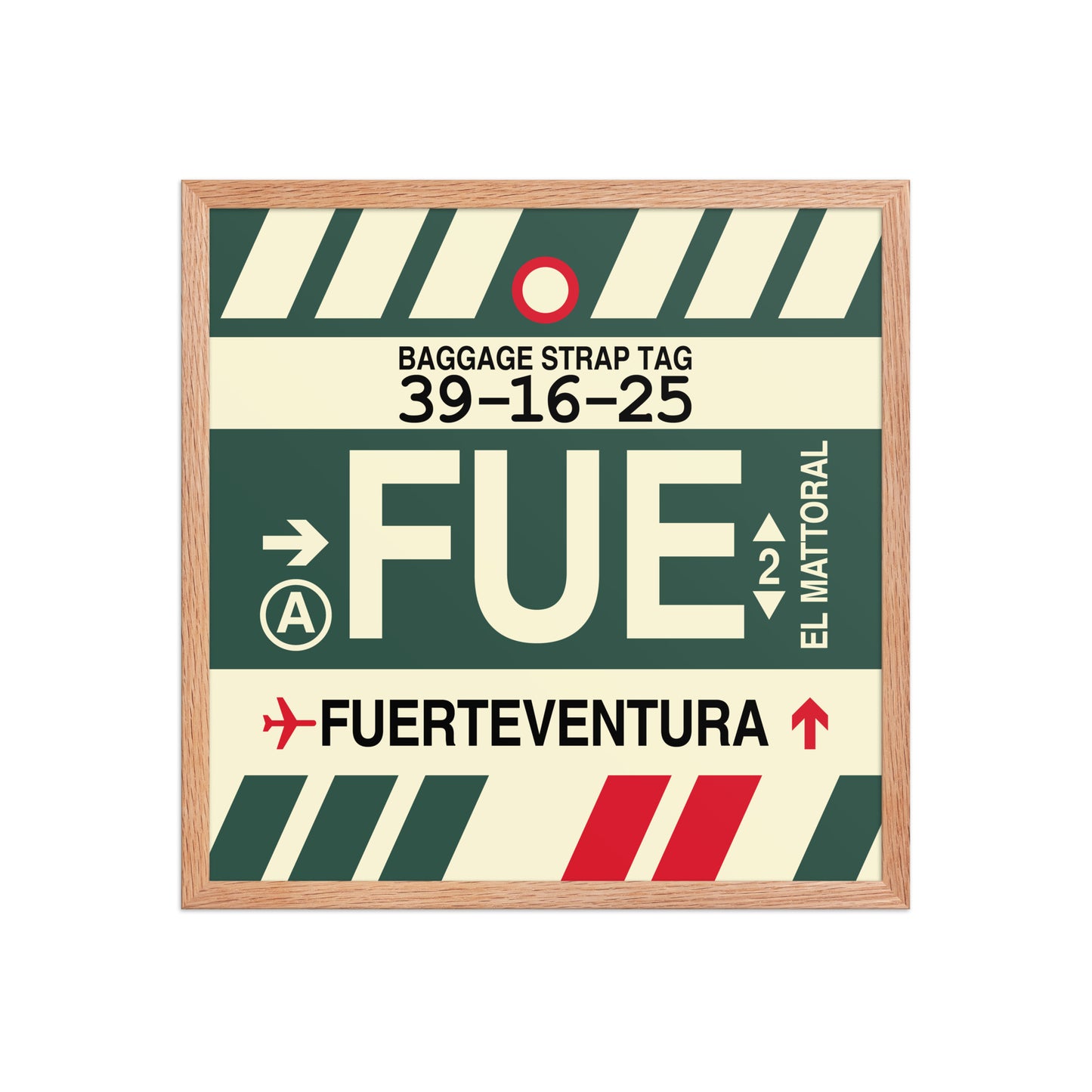 FUE Fuerteventura Framed Print • Jet Age Baggage Tag Design • YHM Designs - Image 15