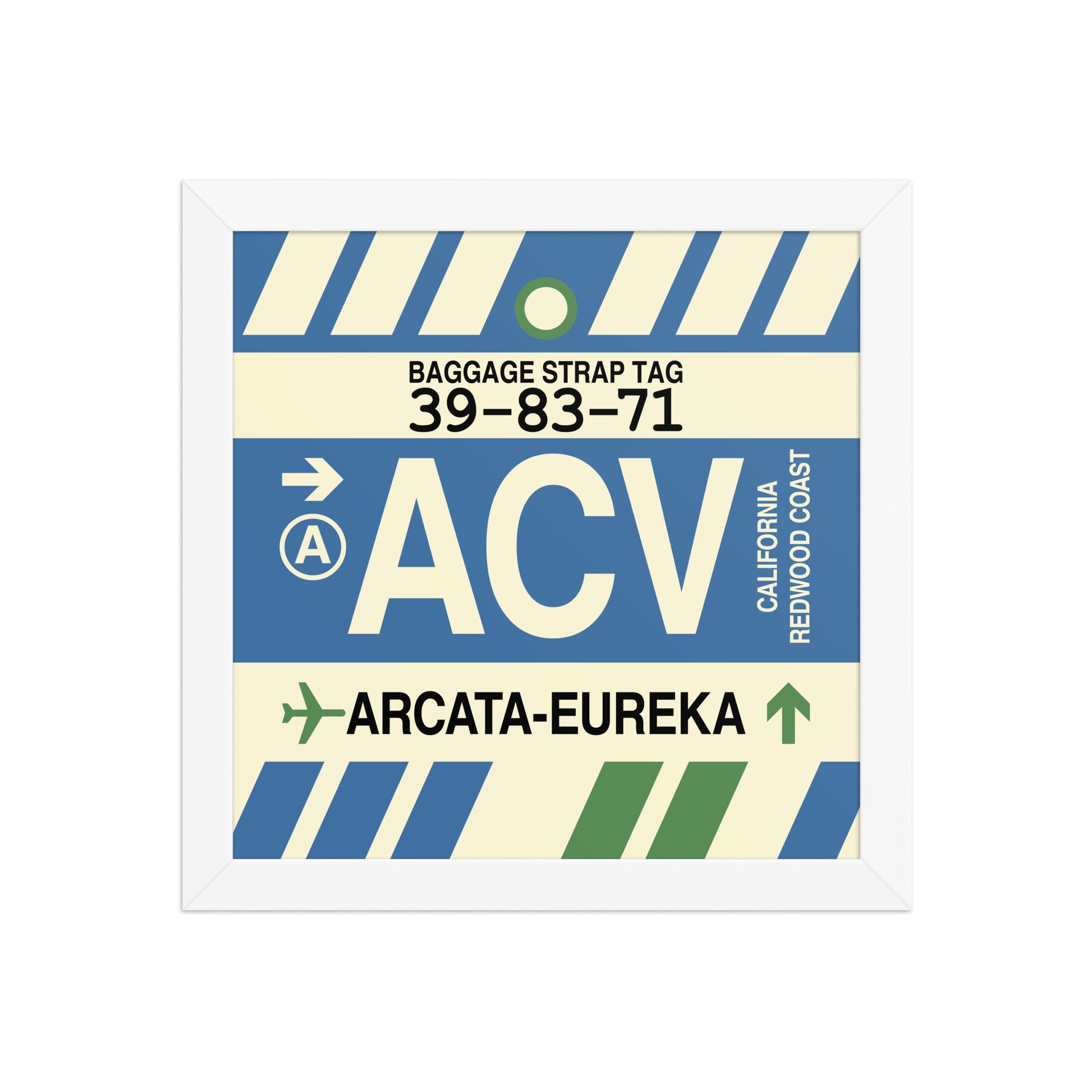 ACV Arcata-Eureka Framed Print • Jet Age Baggage Tag Design • YHM Designs - Image 11