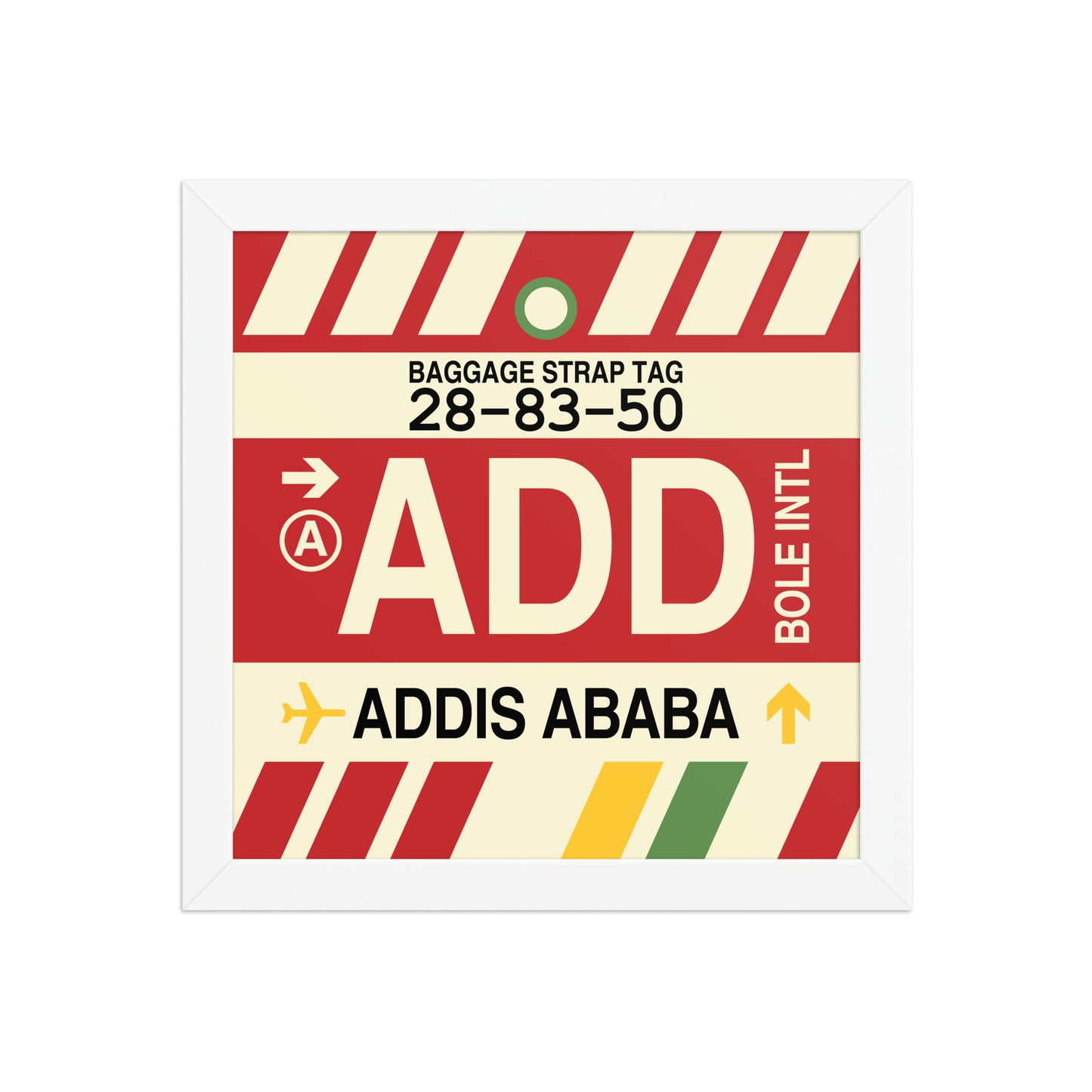 ADD Addis Ababa Framed Print • Jet Age Baggage Tag Design • YHM Designs - Image 11
