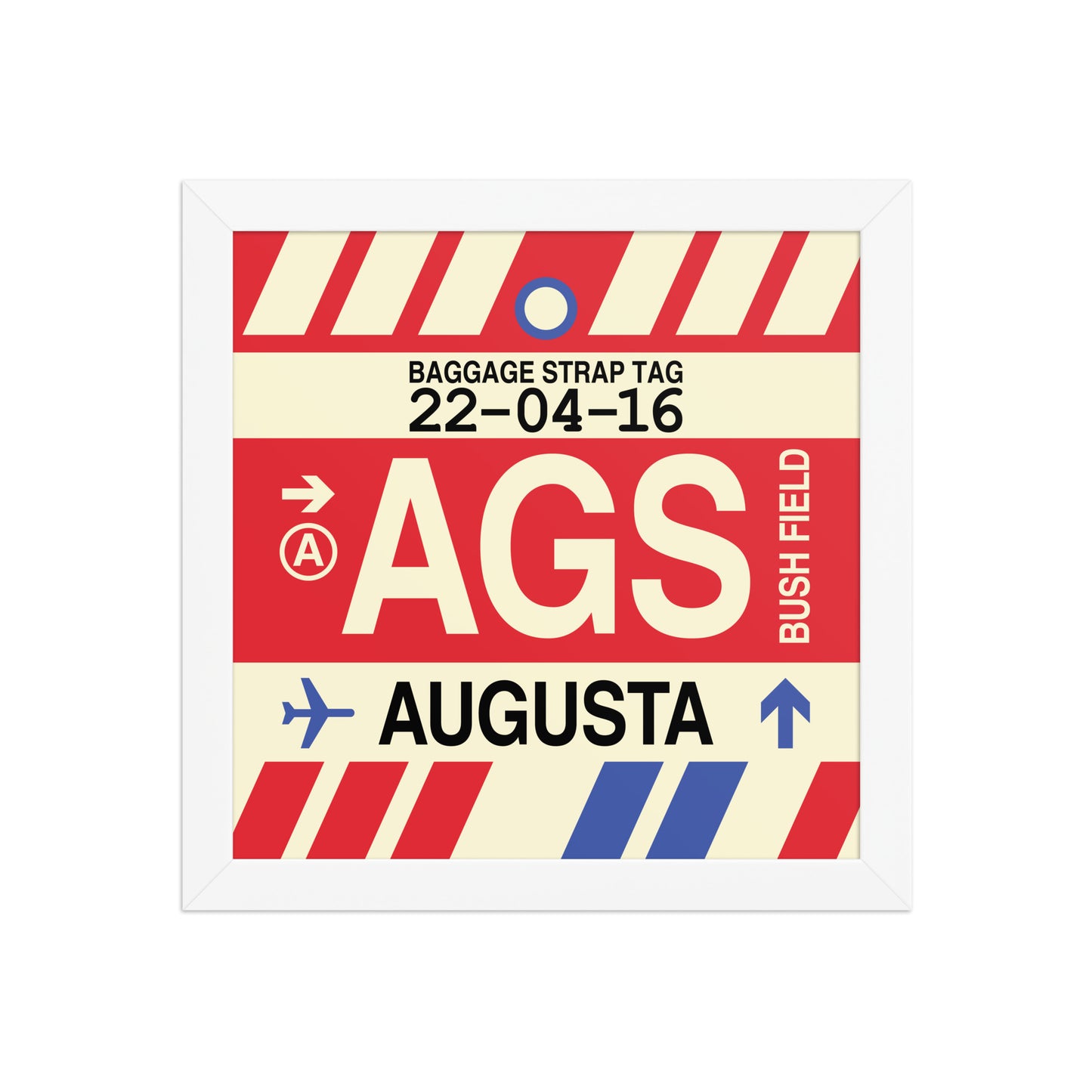 AGS Augusta Framed Print • Jet Age Baggage Tag Design • YHM Designs - Image 11