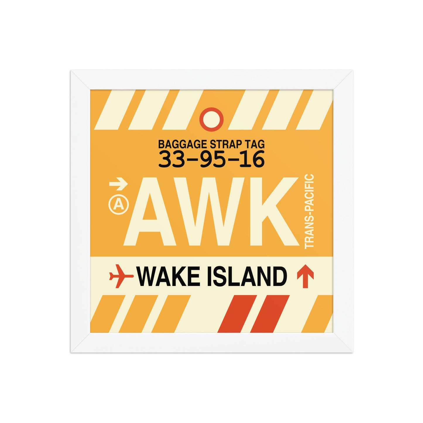AWK Wake Island Framed Print • Jet Age Baggage Tag Design • YHM Designs - Image 11