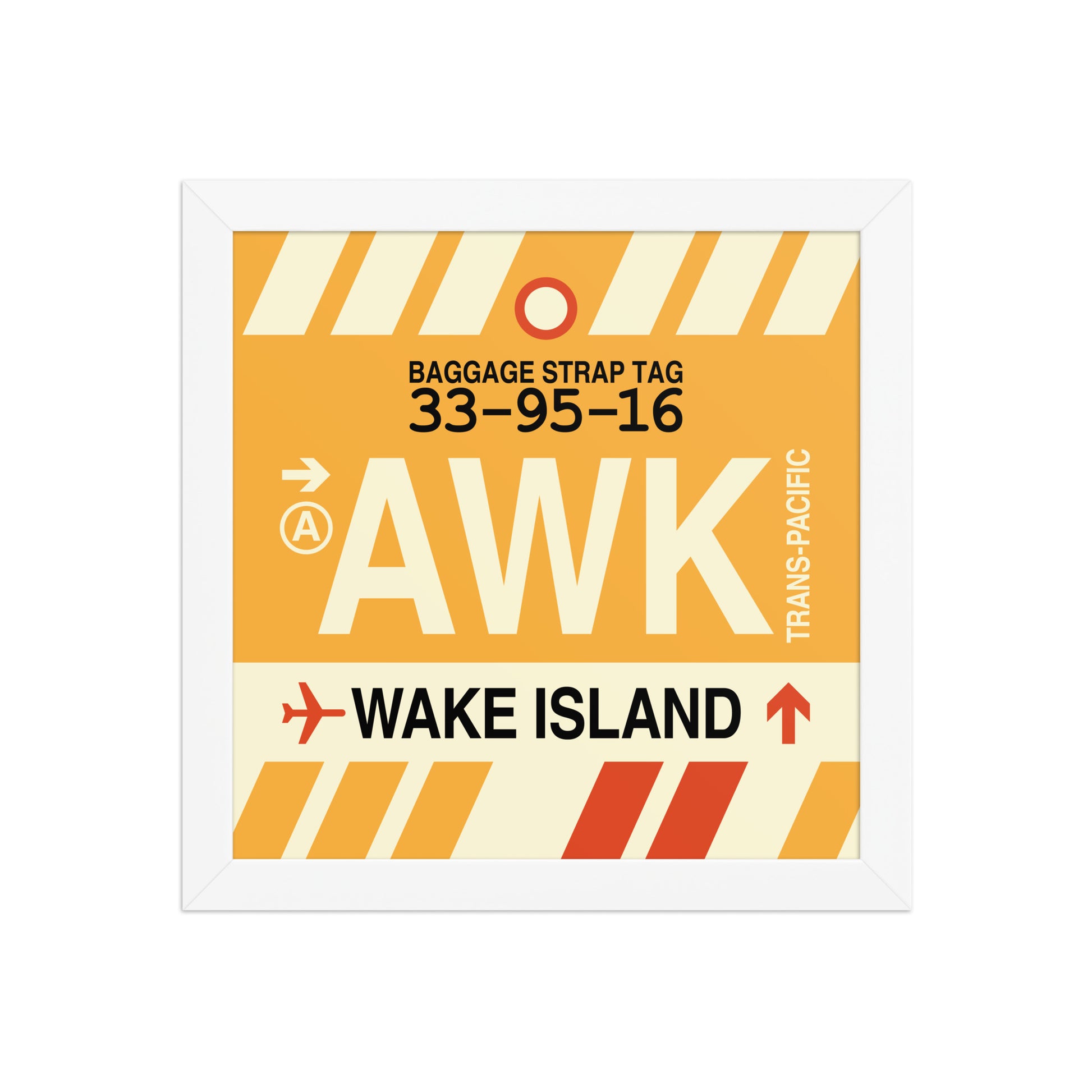 AWK Wake Island Framed Print • Jet Age Baggage Tag Design • YHM Designs - Image 11