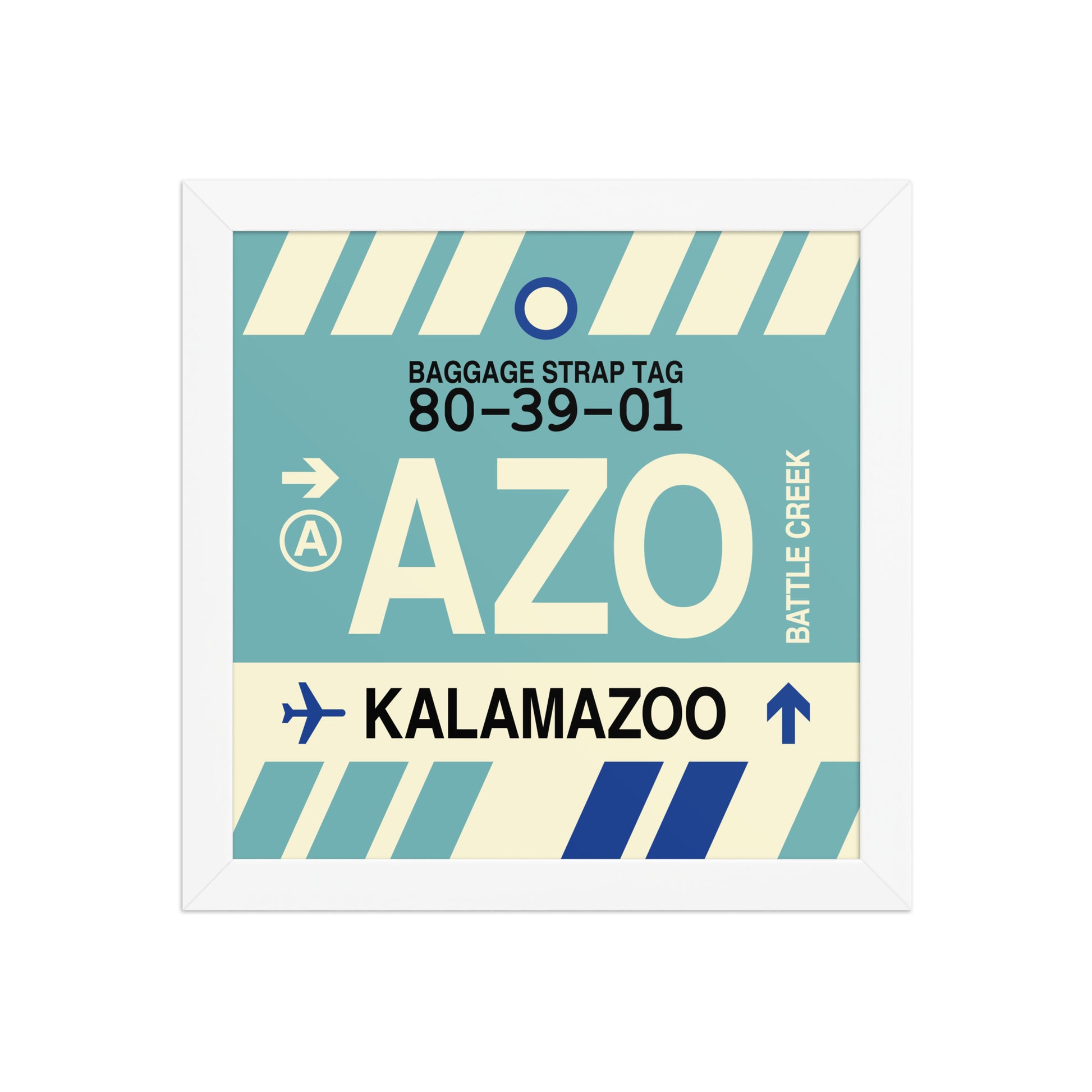 AZO Kalamazoo Framed Print • Jet Age Baggage Tag Design • YHM Designs - Image 11