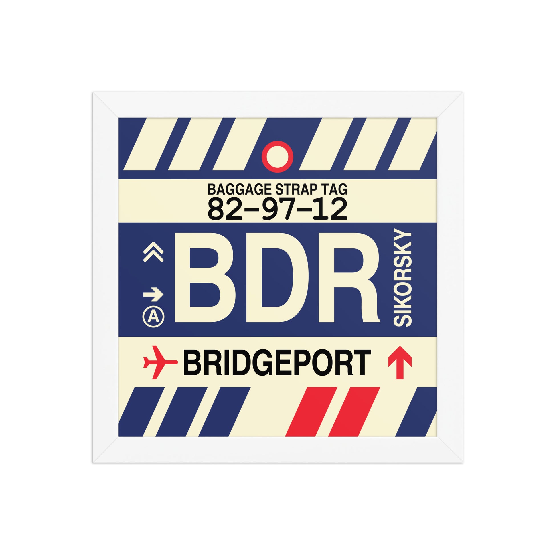BDR Bridgeport Framed Print • Jet Age Baggage Tag Design • YHM Designs - Image 11