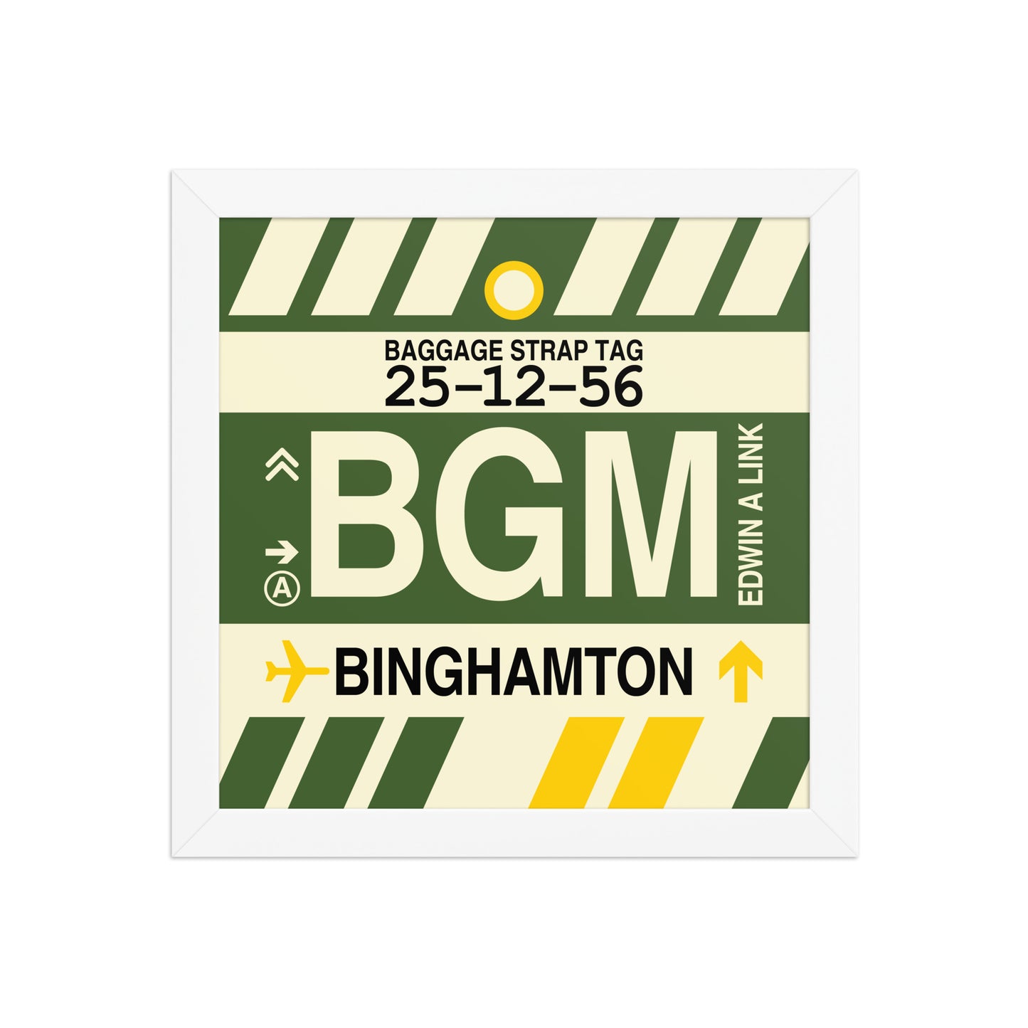 BGM Binghamton Framed Print • Jet Age Baggage Tag Design • YHM Designs - Image 11