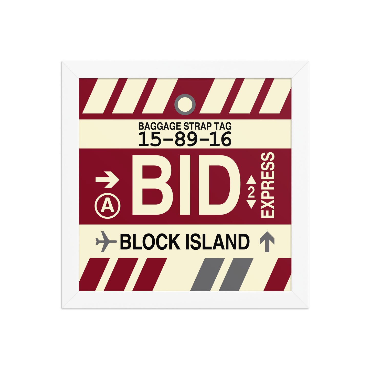 BID Block Island Framed Print • Jet Age Baggage Tag Design • YHM Designs - Image 11