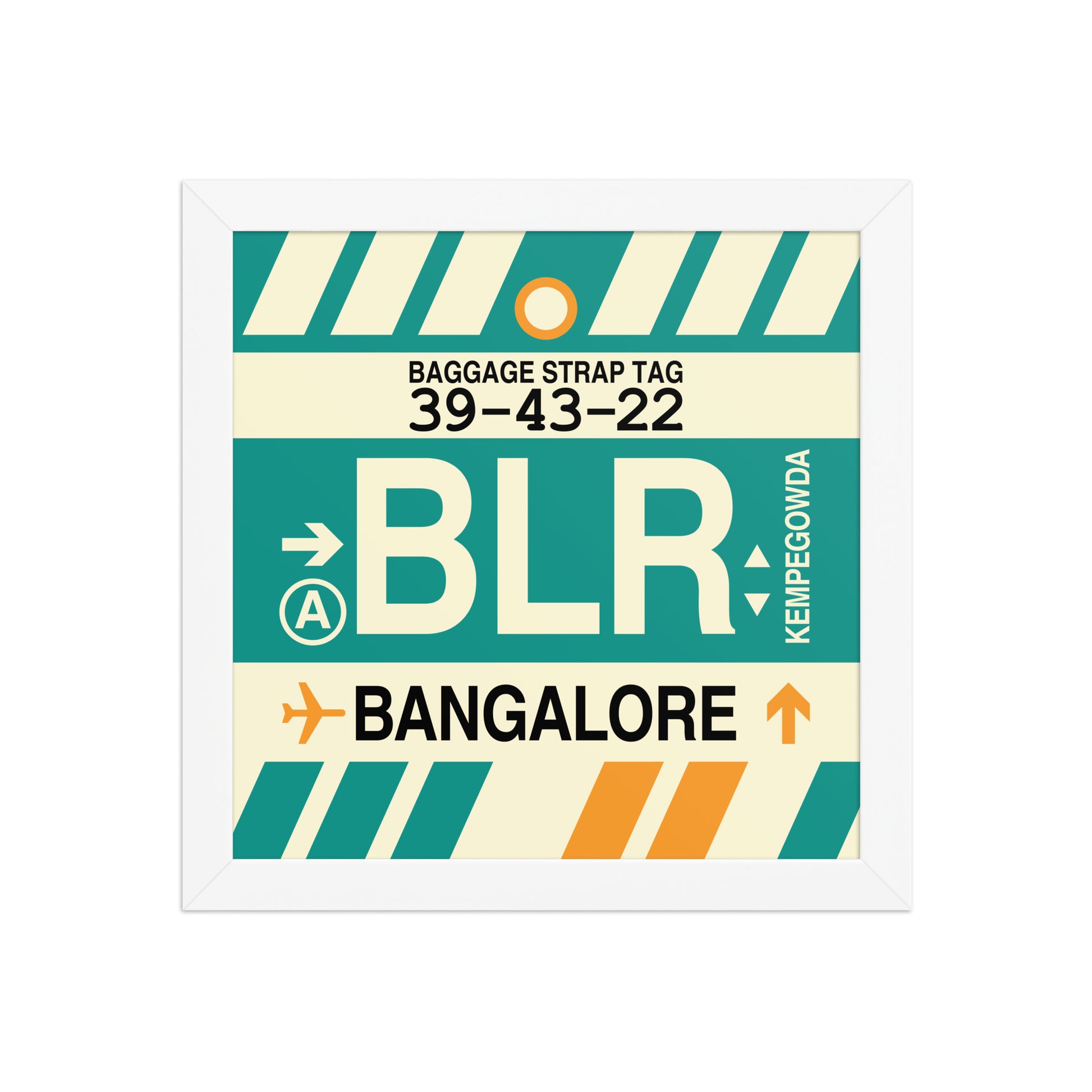 BLR Bangalore Framed Print • Jet Age Baggage Tag Design • YHM Designs - Image 11