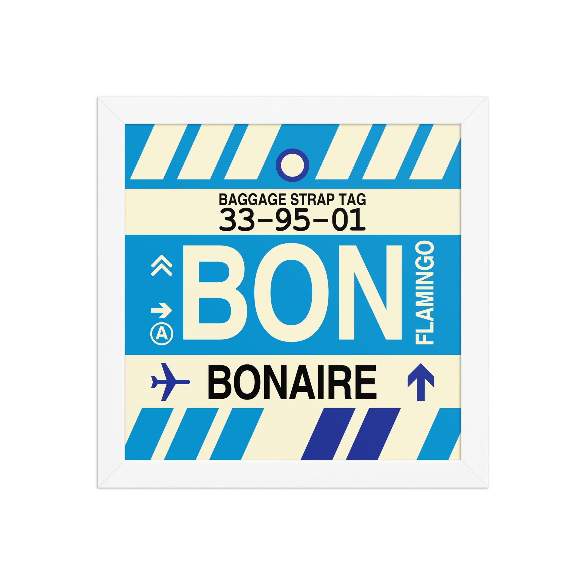 BON Bonaire Framed Print • Jet Age Baggage Tag Design • YHM Designs - Image 11