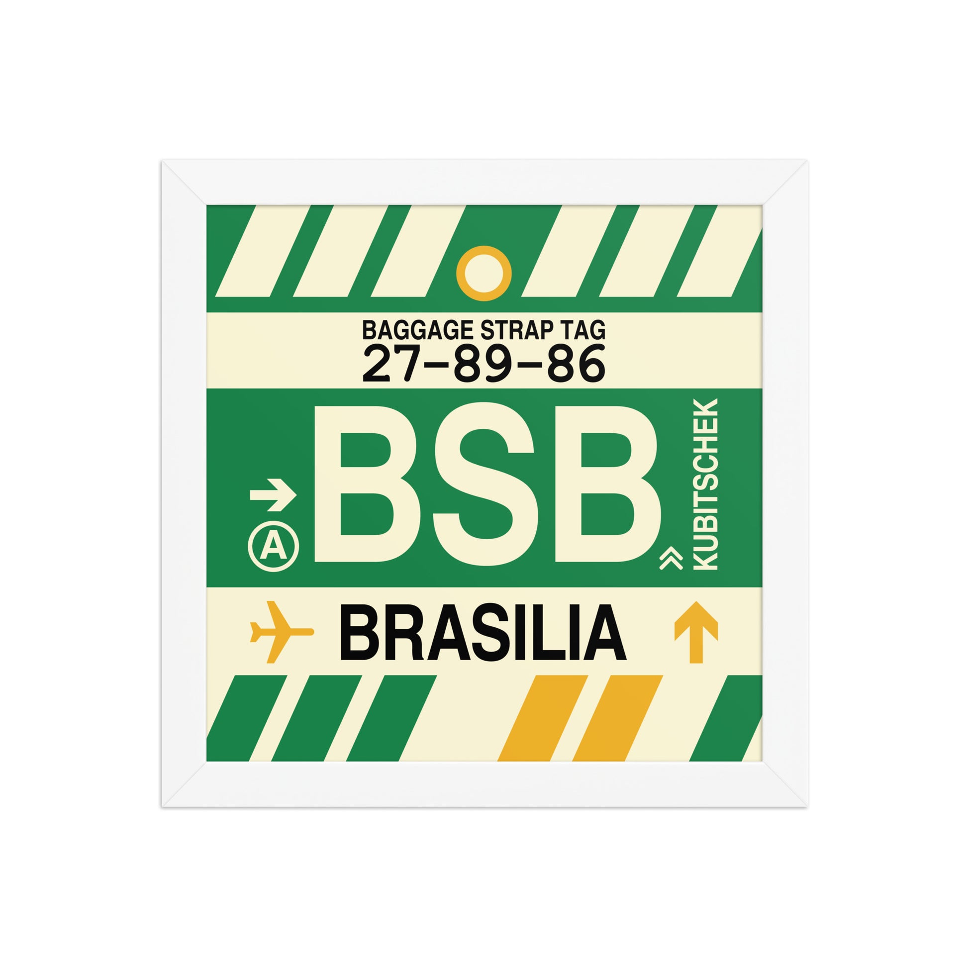 BSB Brasilia Framed Print • Jet Age Baggage Tag Design • YHM Designs - Image 11