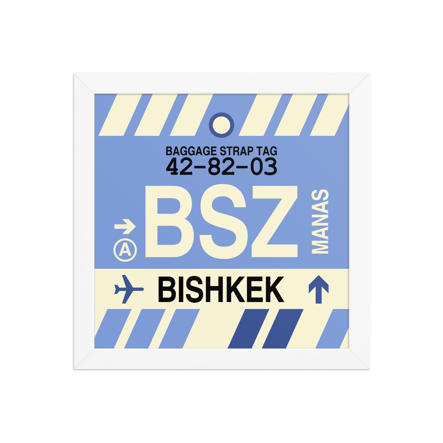 BSZ Bishkek Framed Print • Jet Age Baggage Tag Design • YHM Designs - Image 11