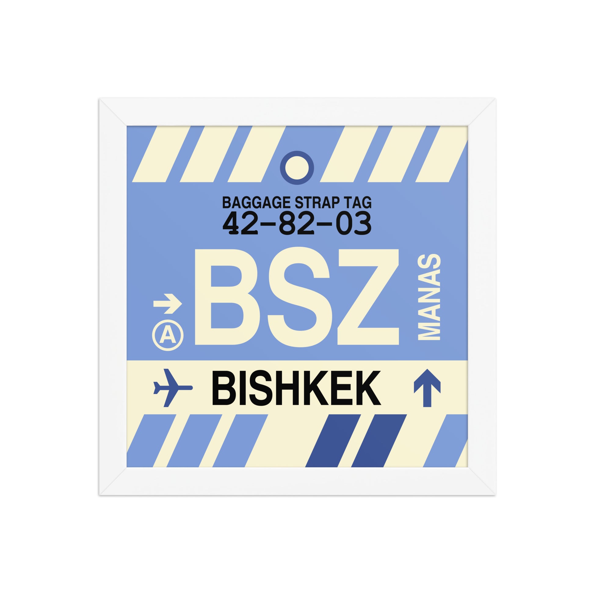 BSZ Bishkek Framed Print • Jet Age Baggage Tag Design • YHM Designs - Image 11