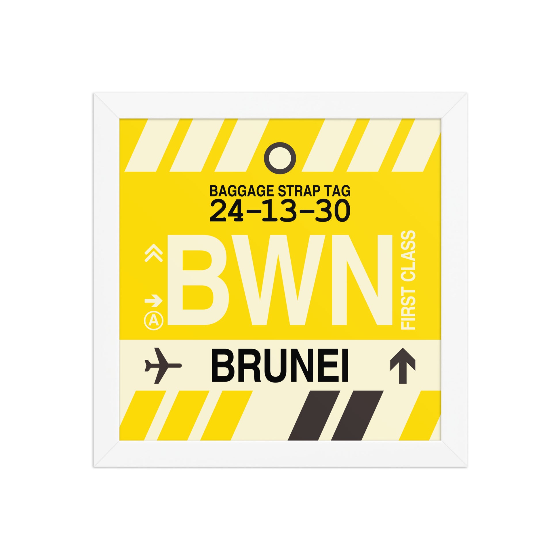 BWN Brunei Framed Print • Jet Age Baggage Tag Design • YHM Designs - Image 11