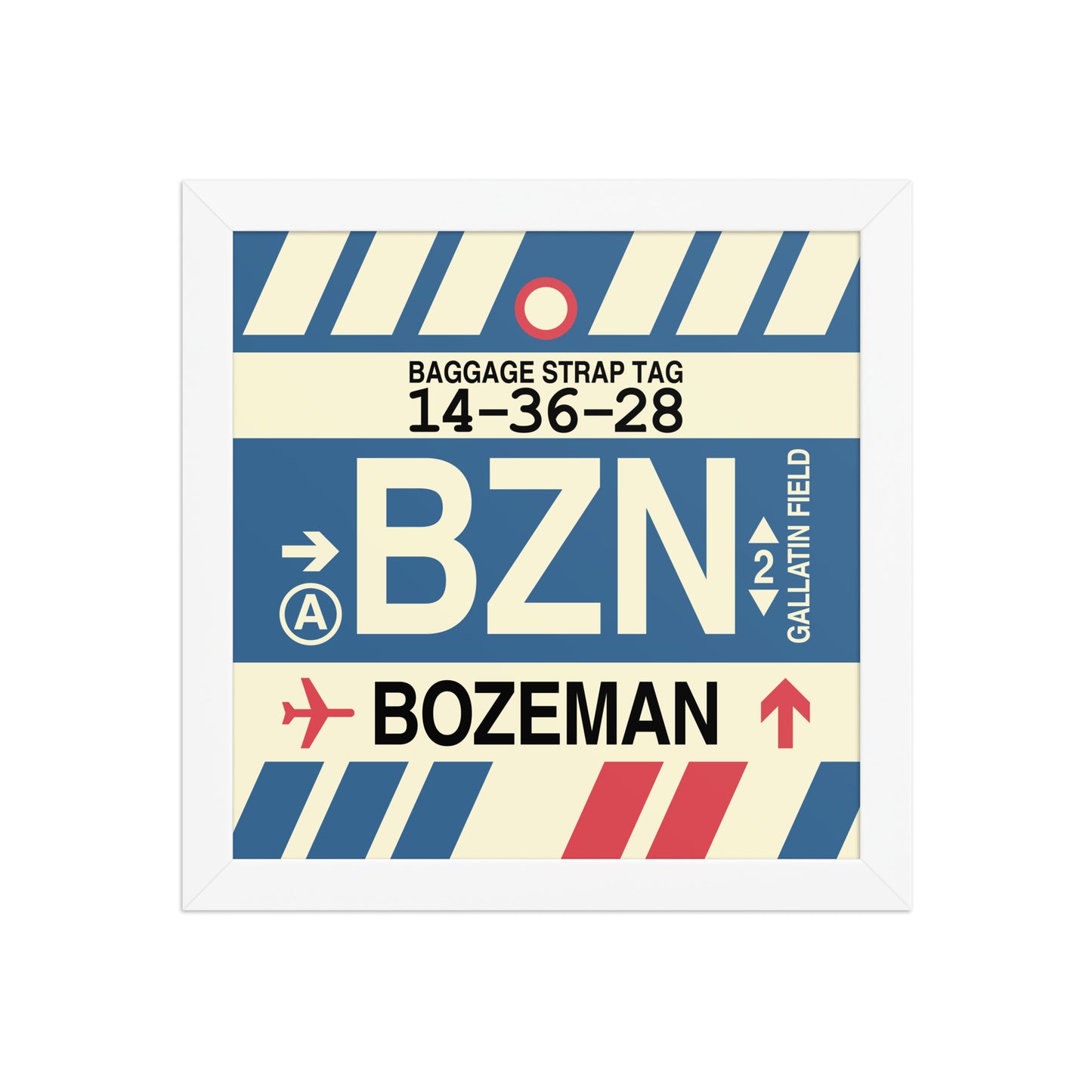 BZN Bozeman Framed Print • Jet Age Baggage Tag Design • YHM Designs - Image 11