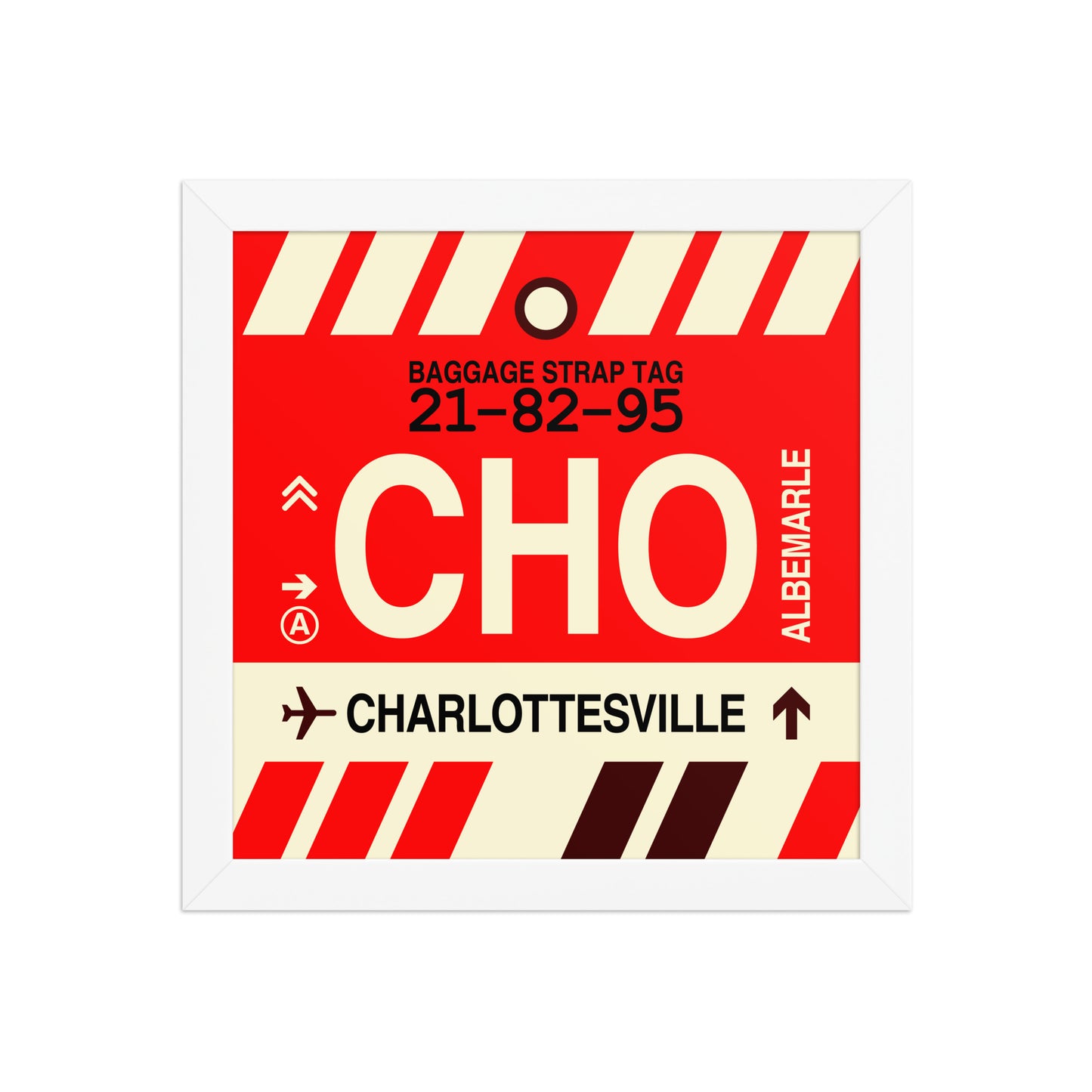 CHO Charlottesville Framed Print • Jet Age Baggage Tag Design • YHM Designs - Image 11