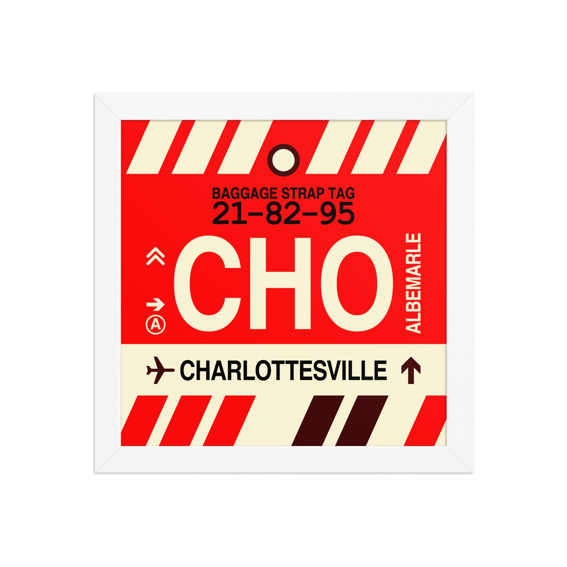 CHO Charlottesville Framed Print • Jet Age Baggage Tag Design • YHM Designs - Image 11