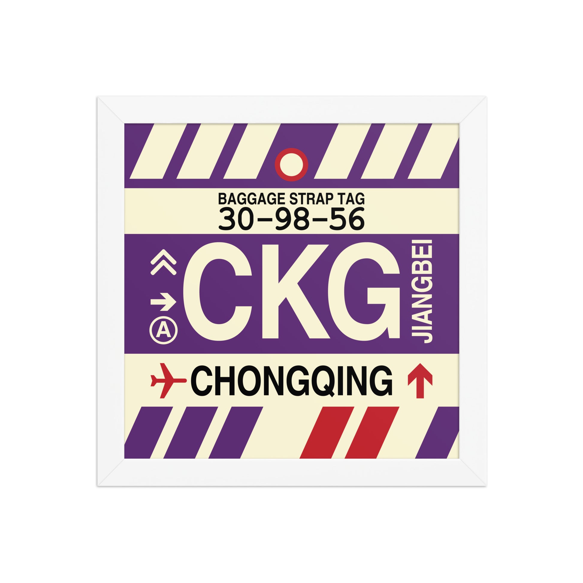 CKG Chongqing Framed Print • Jet Age Baggage Tag Design • YHM Designs - Image 11