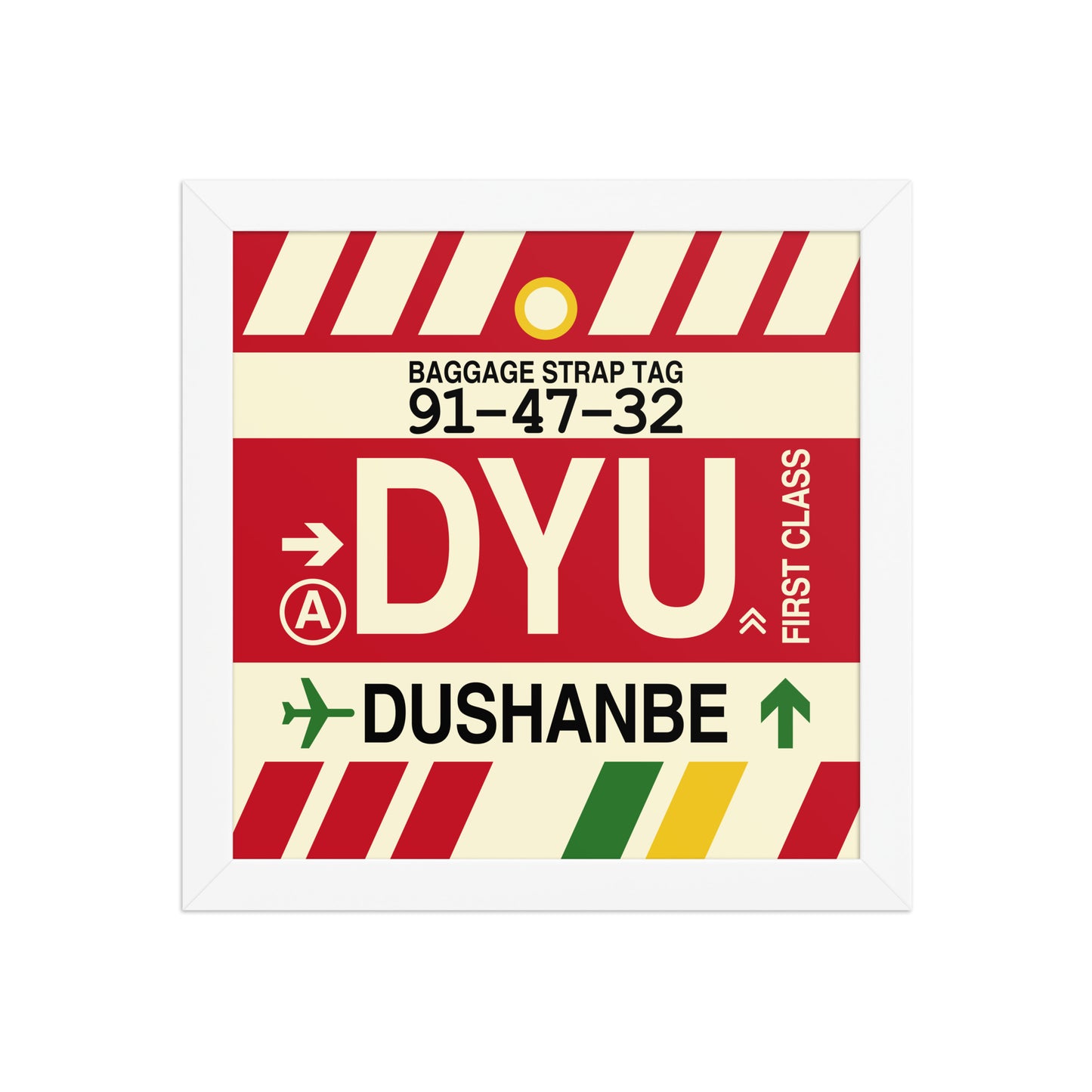 DYU Dushanbe Framed Print • Jet Age Baggage Tag Design • YHM Designs - Image 11