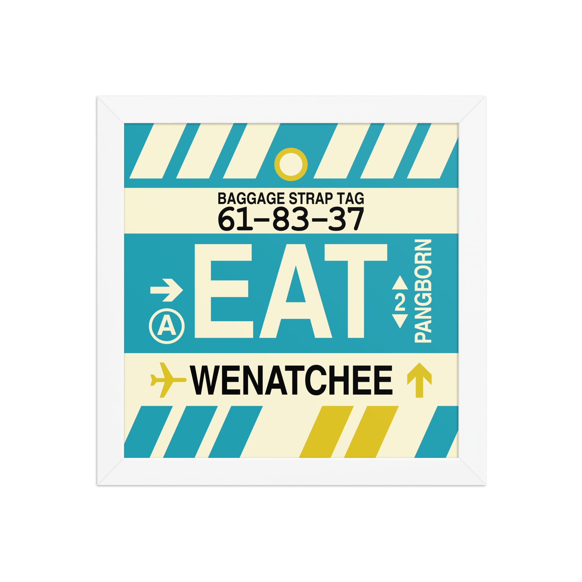EAT Wenatchee Framed Print • Jet Age Baggage Tag Design • YHM Designs - Image 11