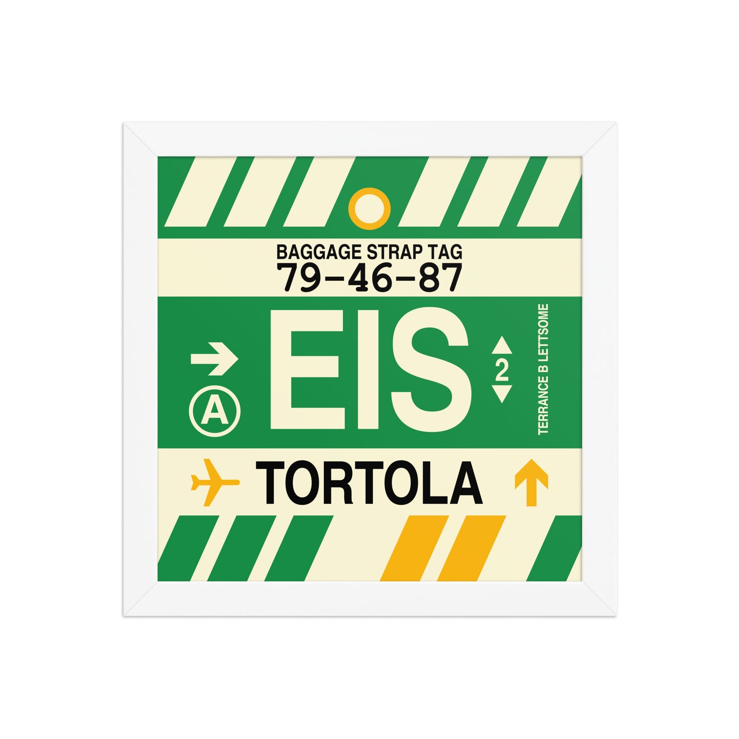 EIS Tortola Framed Print • Jet Age Baggage Tag Design • YHM Designs - Image 11