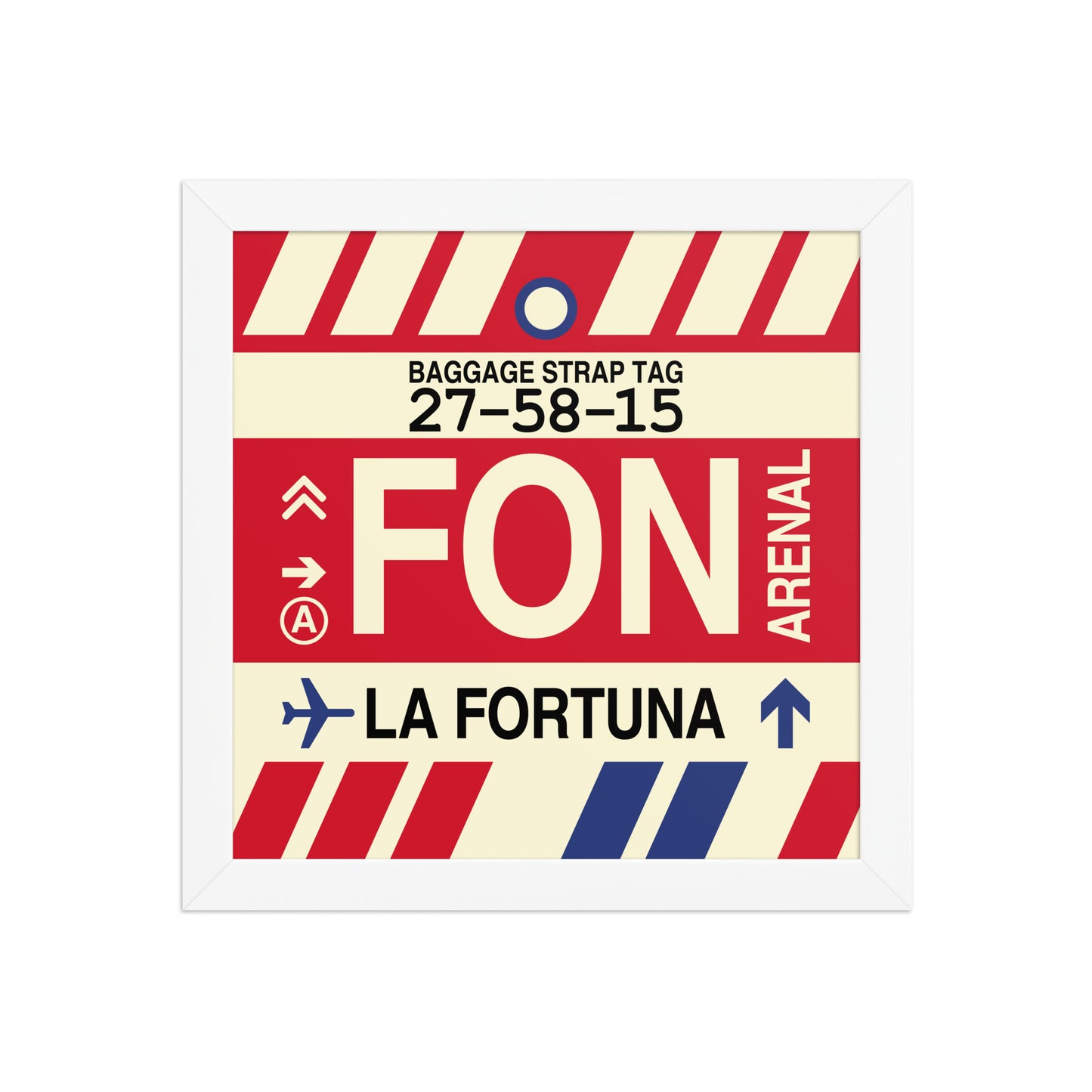 FON La Fortuna Framed Print • Jet Age Baggage Tag Design • YHM Designs - Image 11