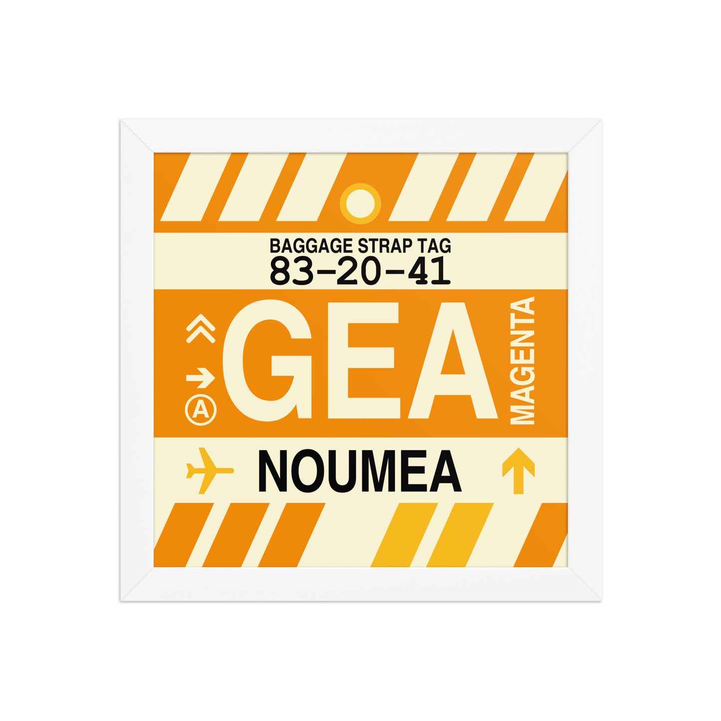 GEA Nouméa Framed Print • Jet Age Baggage Tag Design • YHM Designs - Image 11