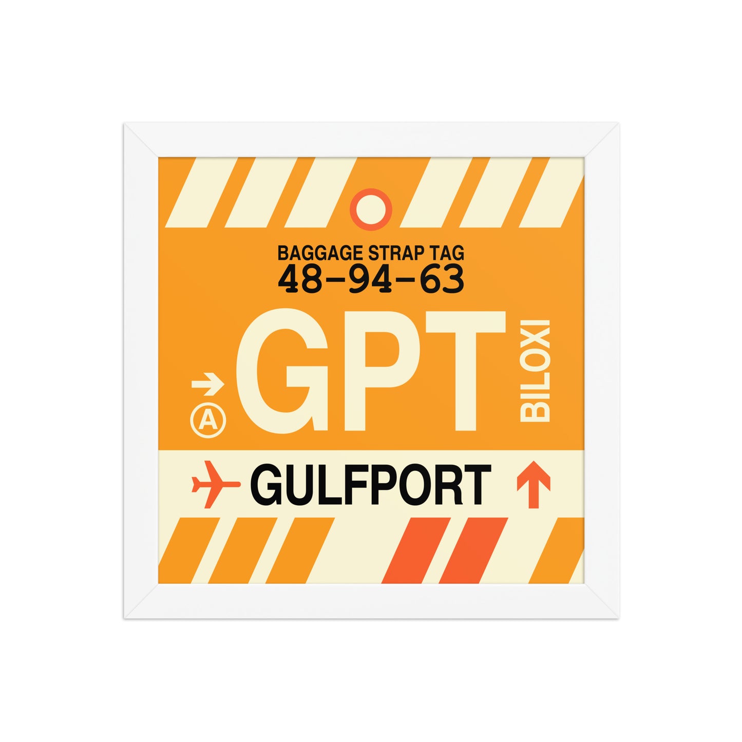 GPT Gulfport-Biloxi Framed Print • Jet Age Baggage Tag Design • YHM Designs - Image 11
