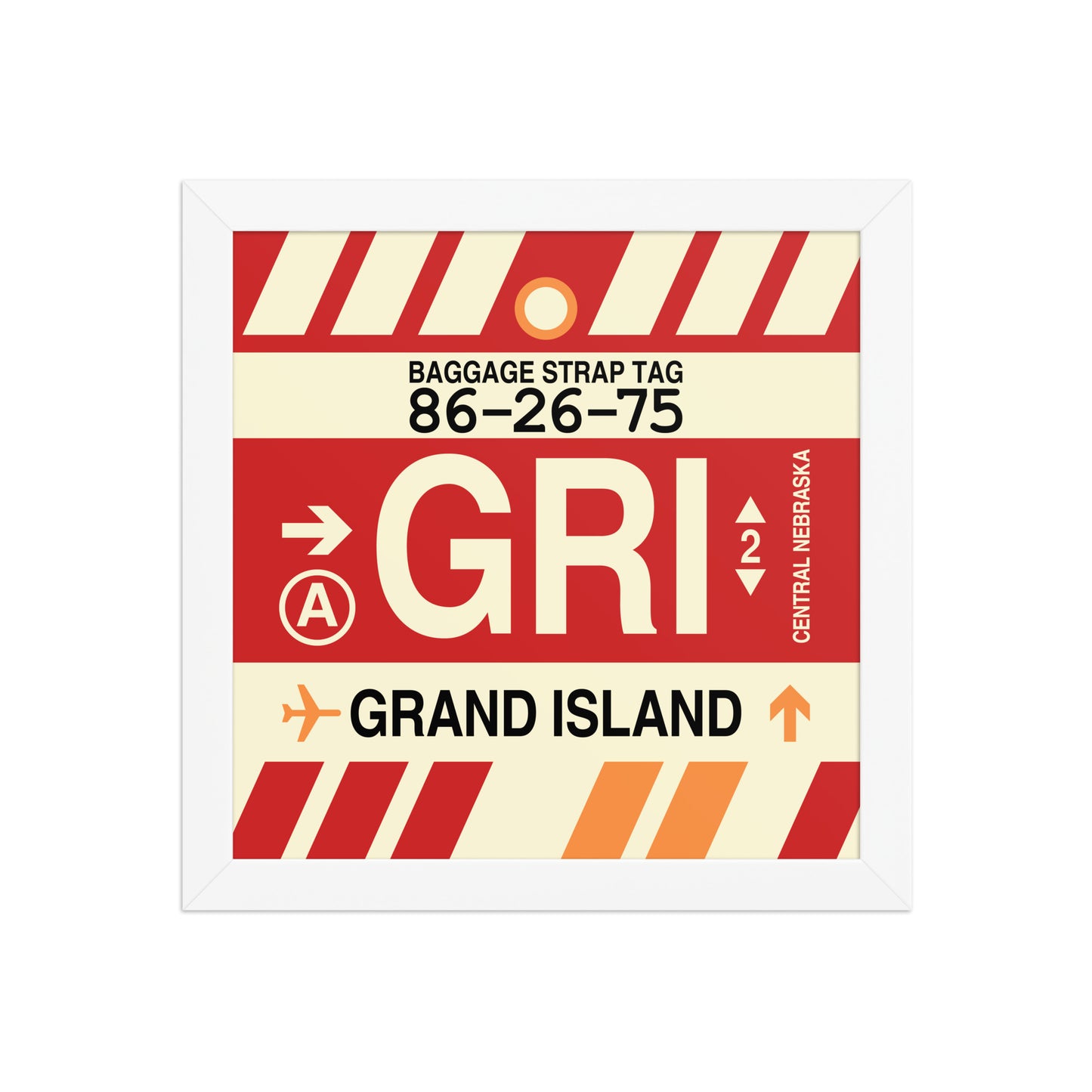 GRI Grand Island Framed Print • Jet Age Baggage Tag Design • YHM Designs - Image 11