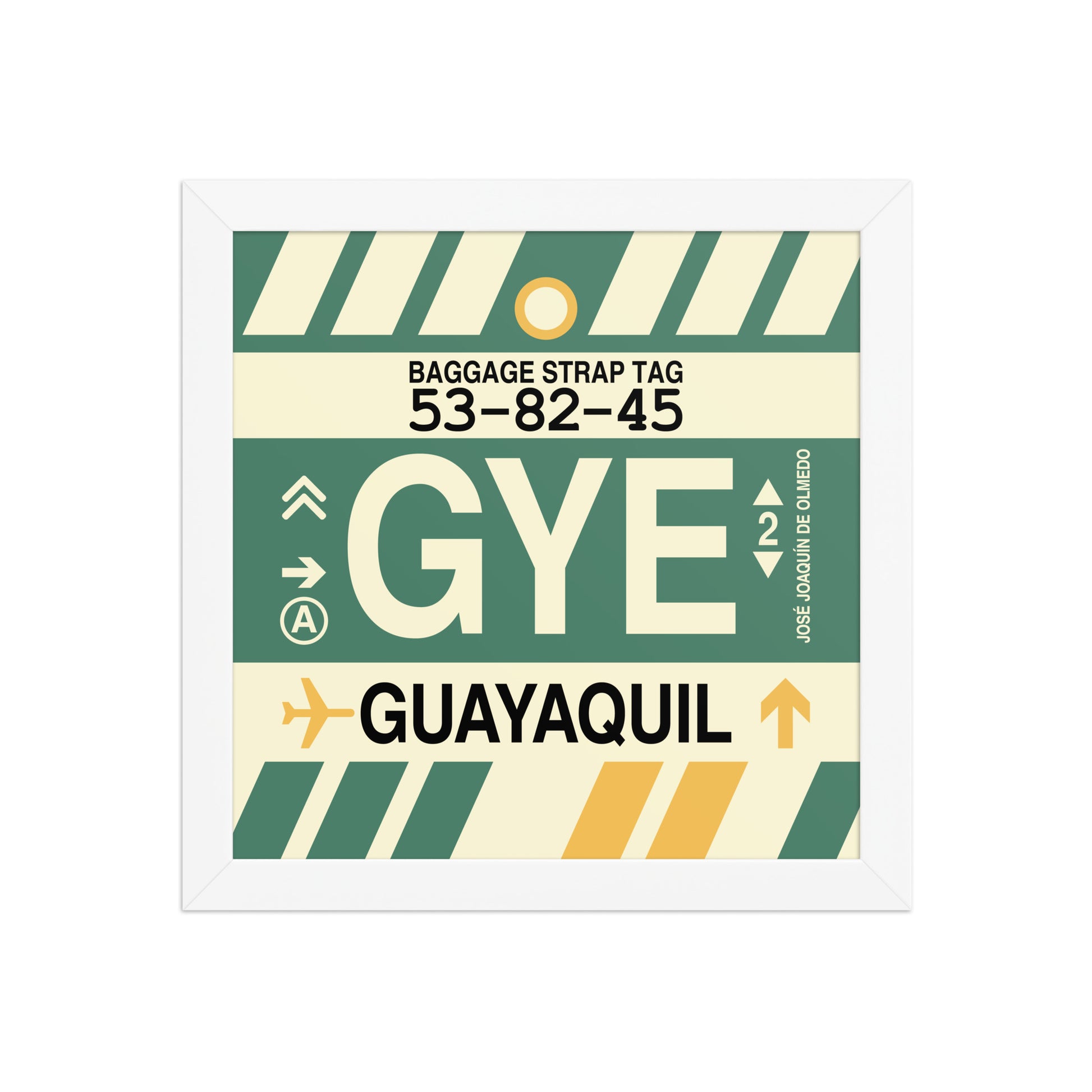 GYE Guayaquil Framed Print • Jet Age Baggage Tag Design • YHM Designs - Image 11