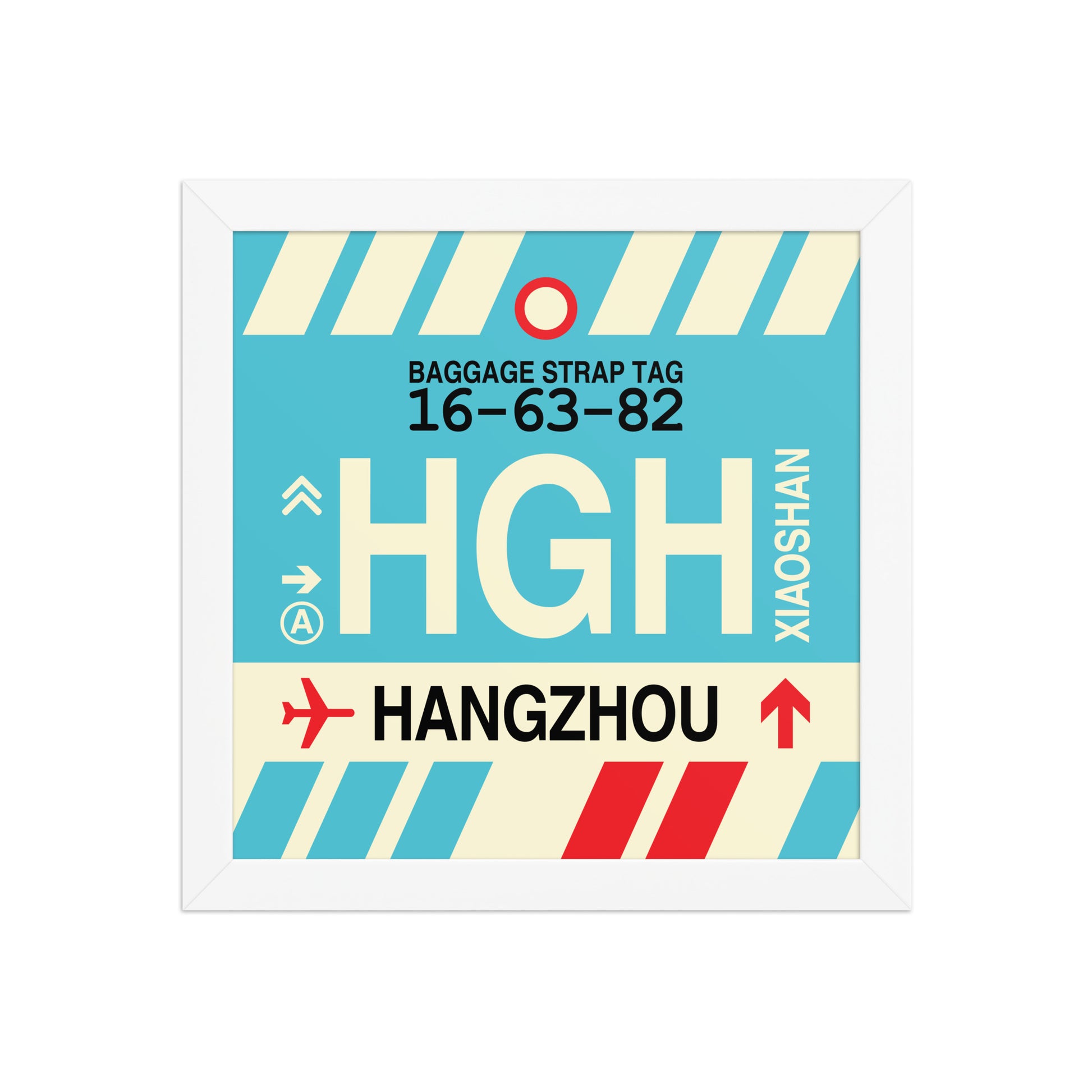 HGH Hangzhou Framed Print • Jet Age Baggage Tag Design • YHM Designs - Image 11