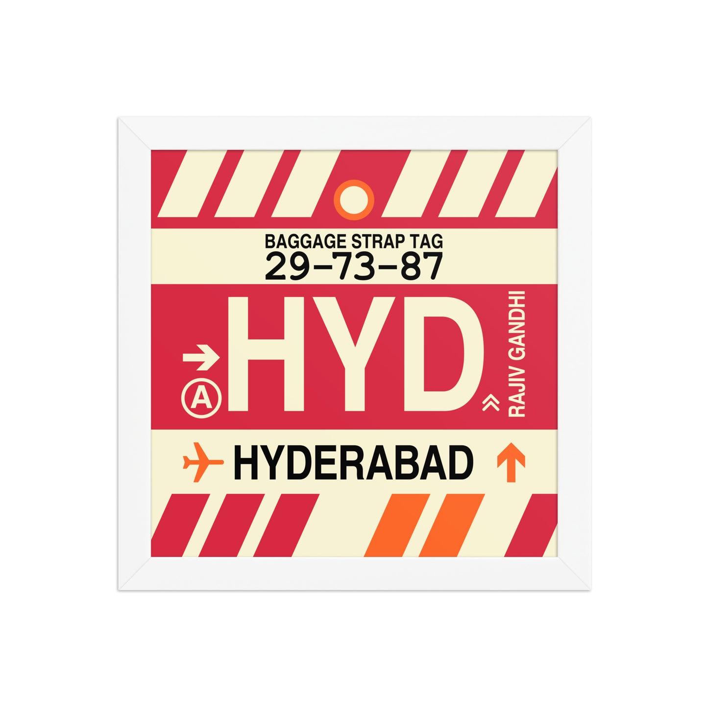 HYD Hyderabad Framed Print • Jet Age Baggage Tag Design • YHM Designs - Image 11