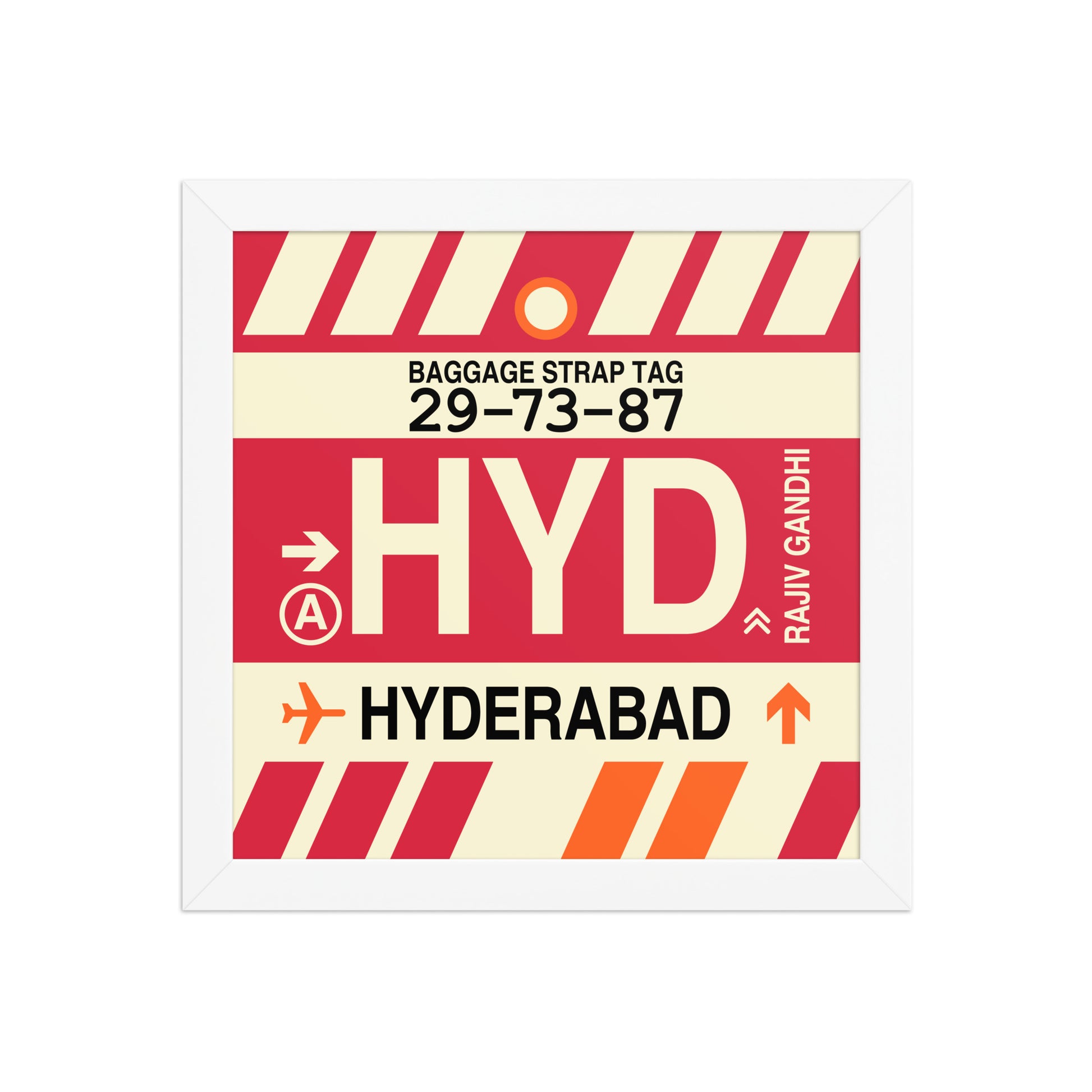HYD Hyderabad Framed Print • Jet Age Baggage Tag Design • YHM Designs - Image 11