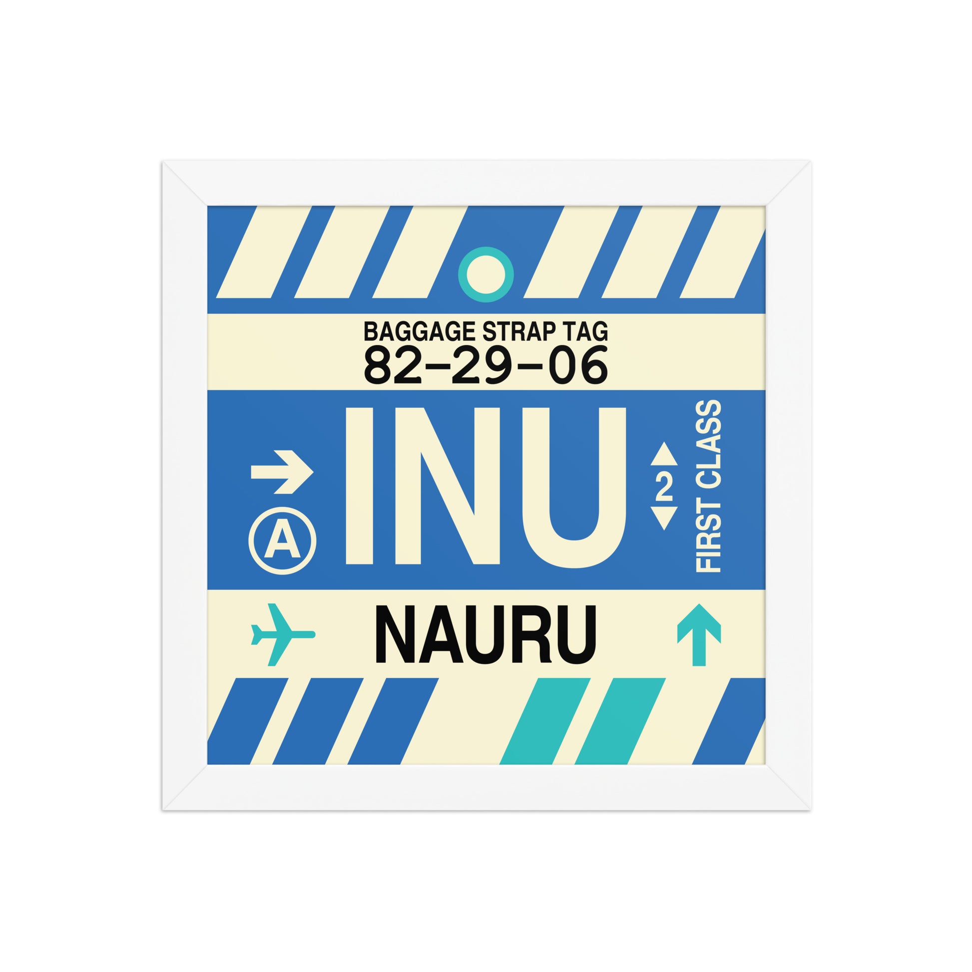 INU Nauru Framed Print • Jet Age Baggage Tag Design • YHM Designs - Image 11