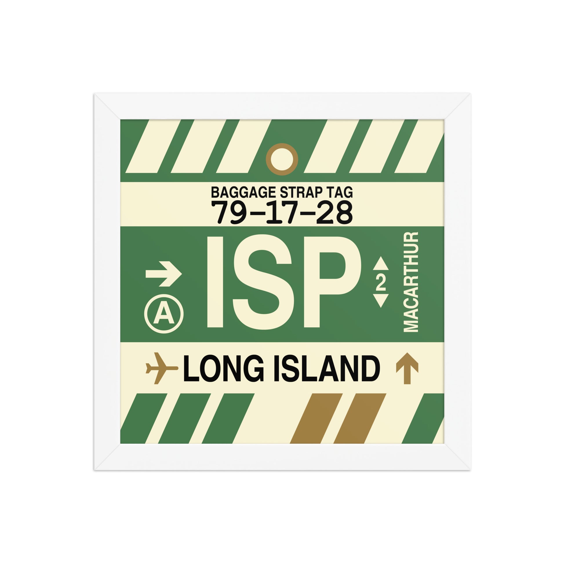 ISP Long Island Framed Print • Jet Age Baggage Tag Design • YHM Designs - Image 11