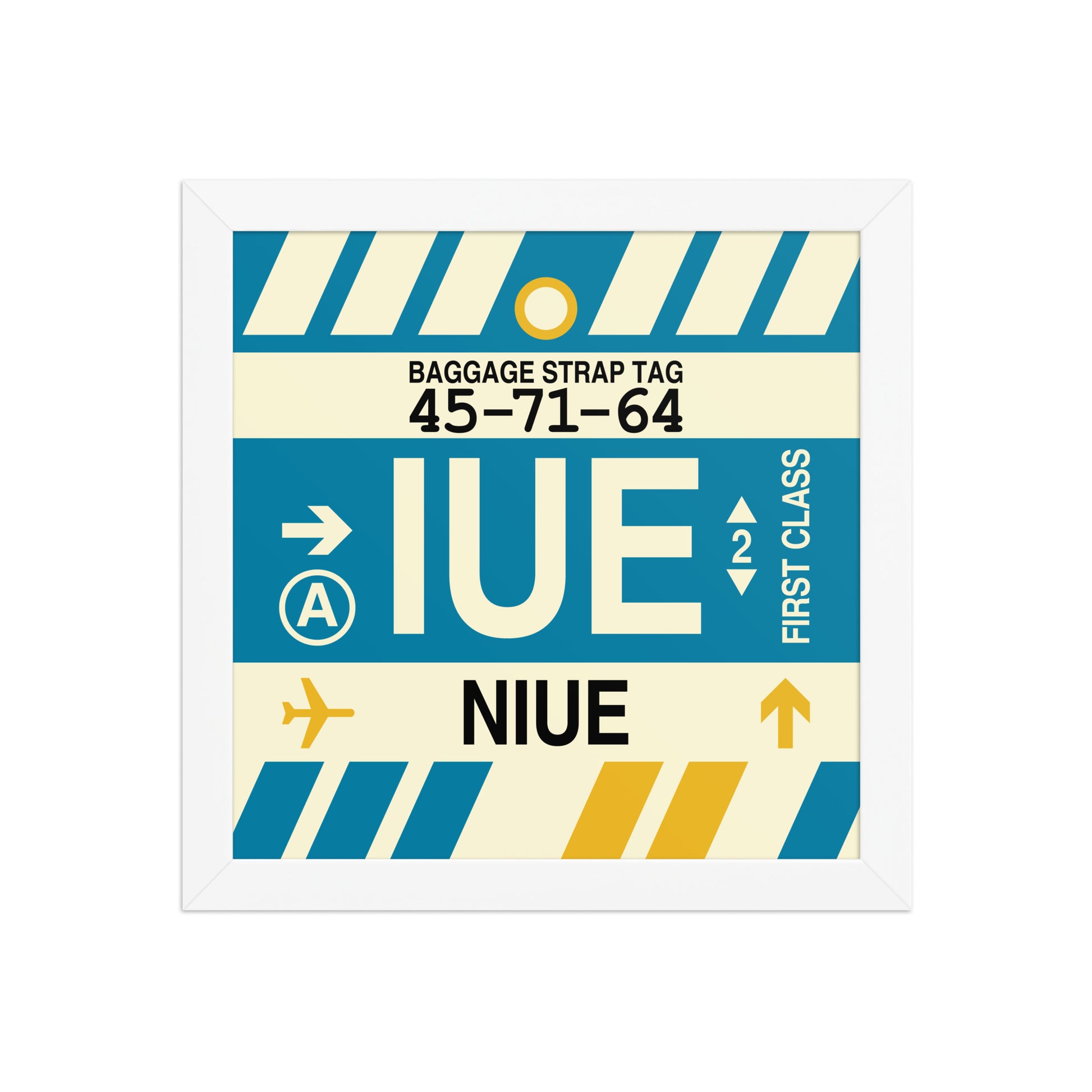 IUE Niue Framed Print • Jet Age Baggage Tag Design • YHM Designs - Image 11