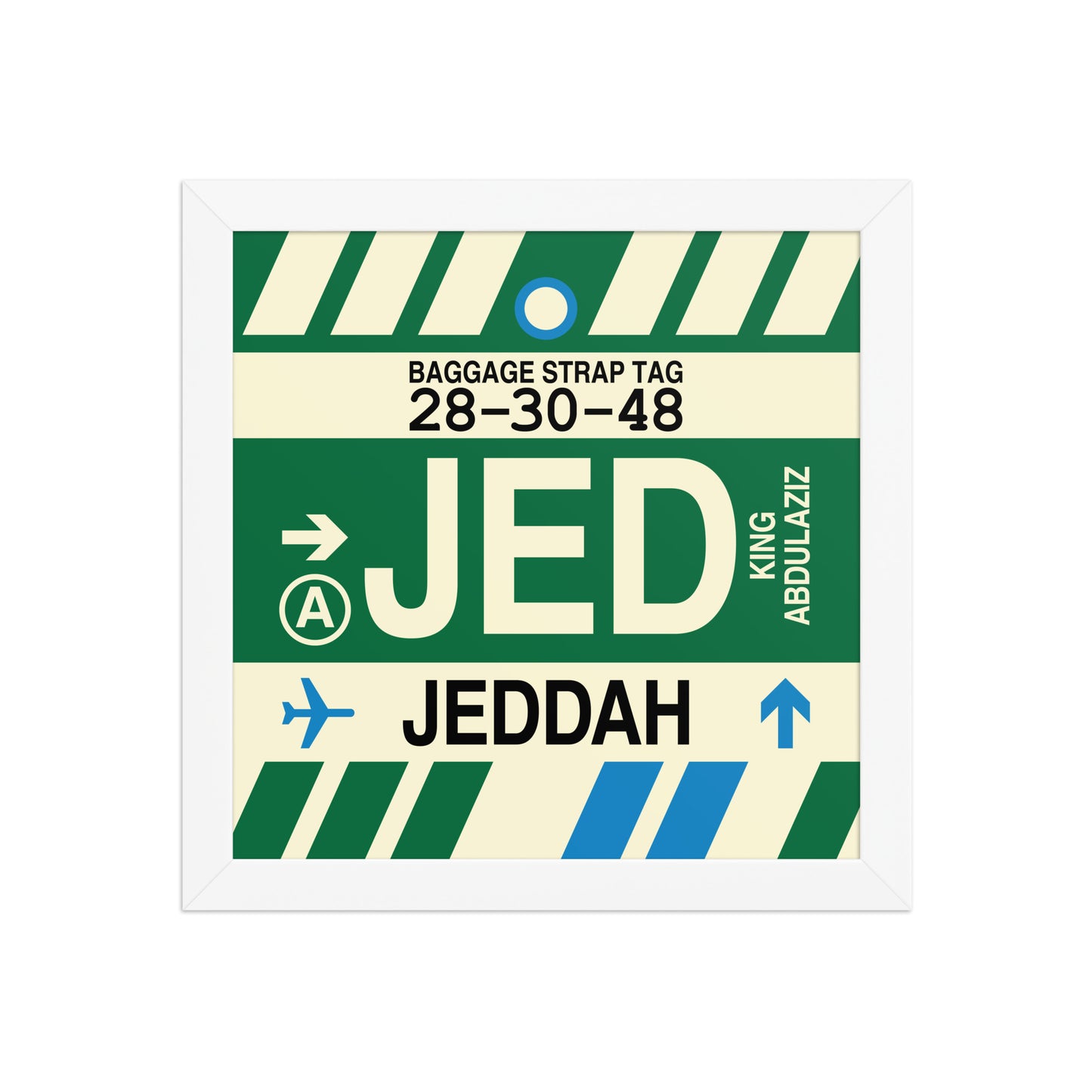 JED Jeddah Framed Print • Jet Age Baggage Tag Design • YHM Designs - Image 11