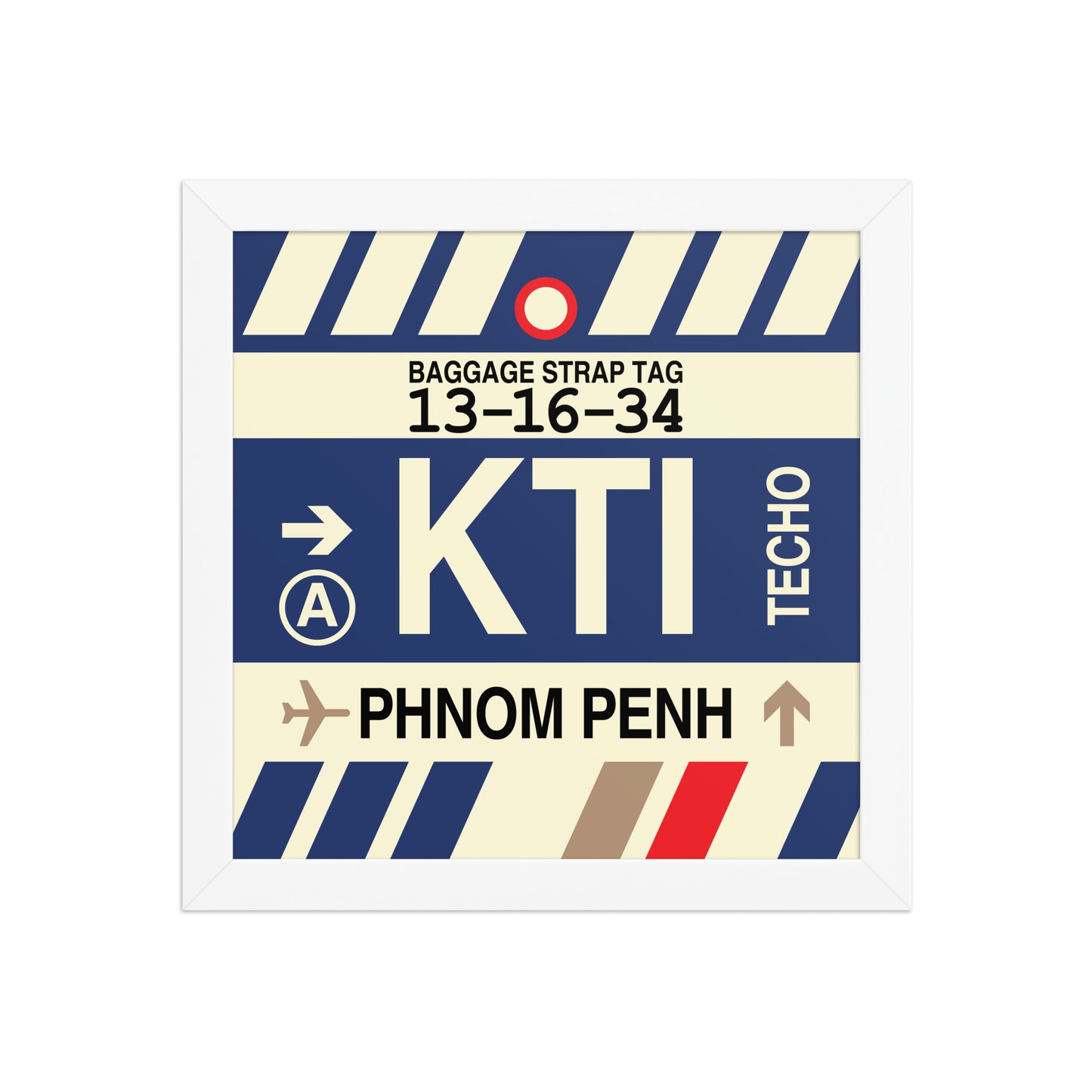 KTI Phnom Penh Framed Print • Jet Age Baggage Tag Design • YHM Designs - Image 11