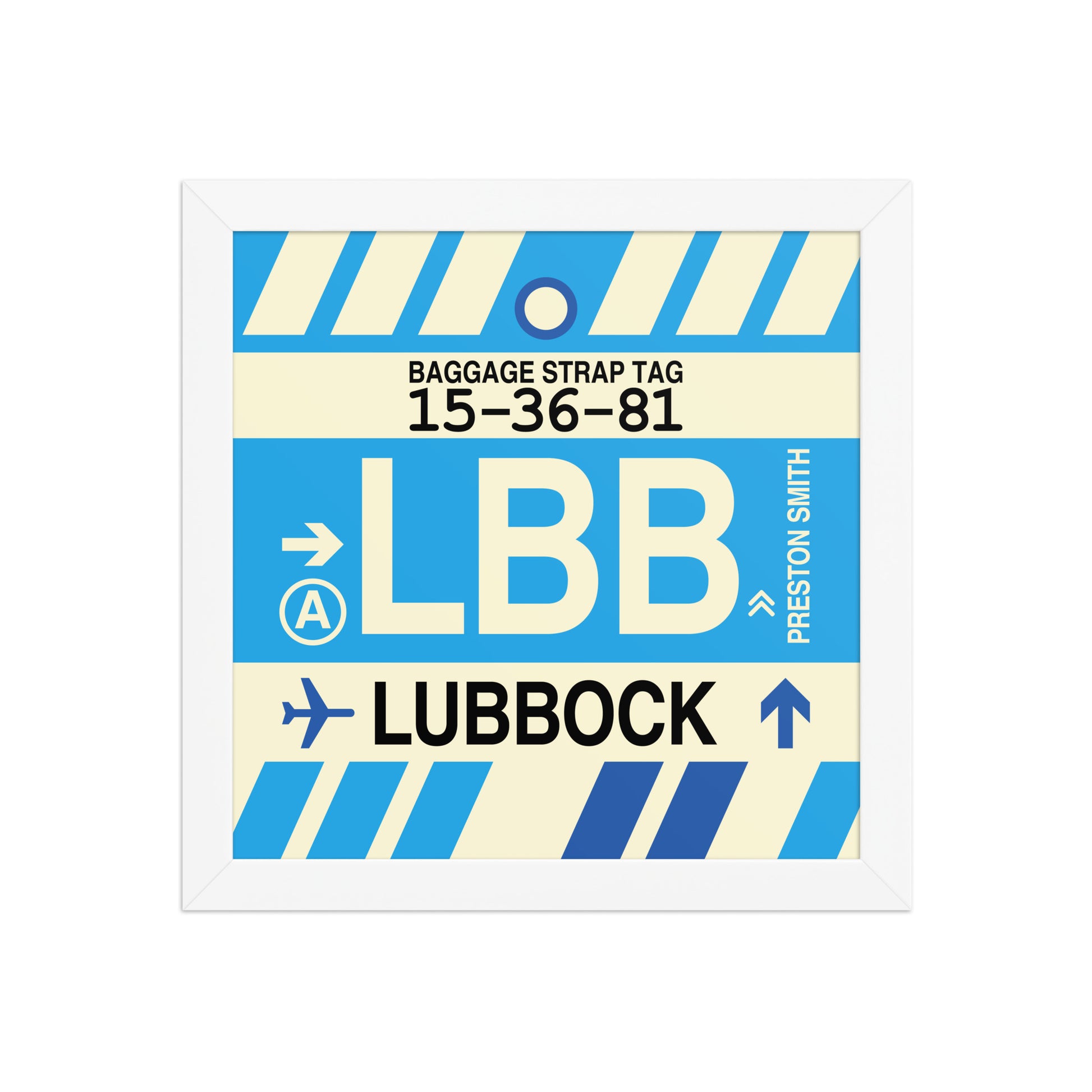LBB Lubbock Framed Print • Jet Age Baggage Tag Design • YHM Designs - Image 11