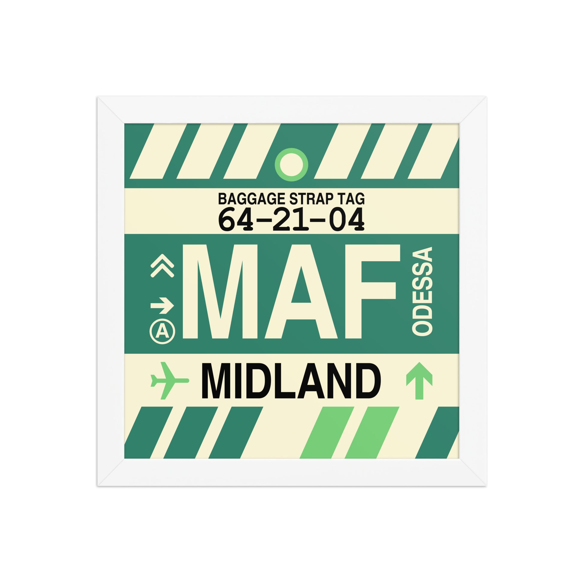 MAF Midland-Odessa Framed Print • Jet Age Baggage Tag Design • YHM Designs - Image 11